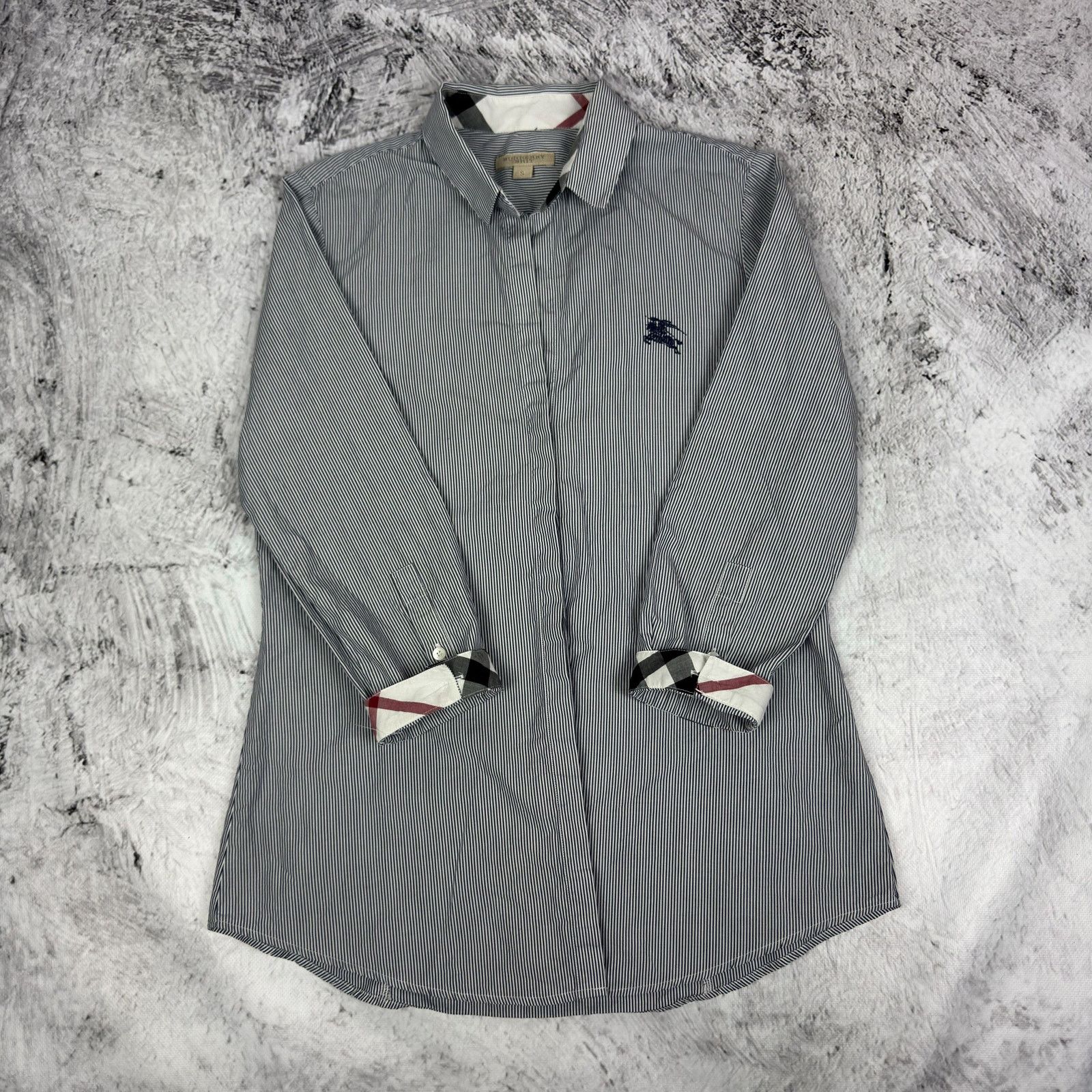 Burberry Burberry Brit Women's Black White Striped Button-Up Shirt S Size S / US 4 / IT 40 - 1 Thumbnail