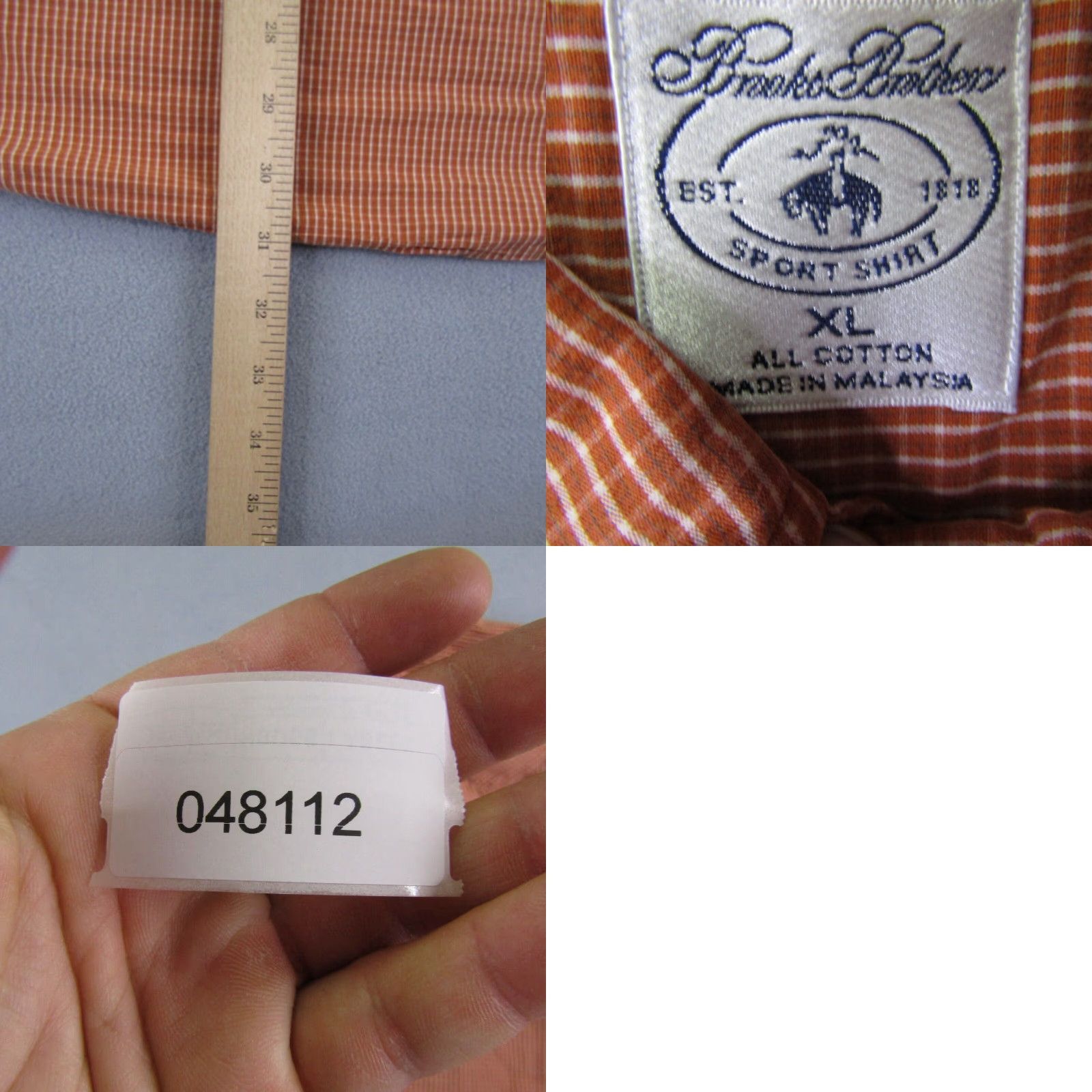 Brooks Brothers Brooks Brothers Shirt Mens XL Orange Plaid Button-Up Collared Long Sleeve Button-Down Casual Workwear Size US XL / EU 56 / 4 - 8 Thumbnail