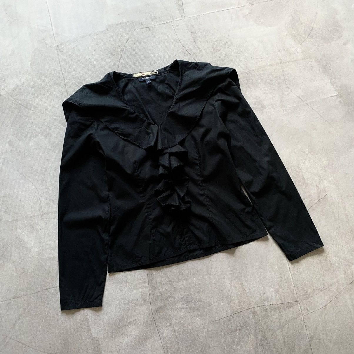 Vintage Burberry Cute Office Siren Style Ruffles Shirt Y2K