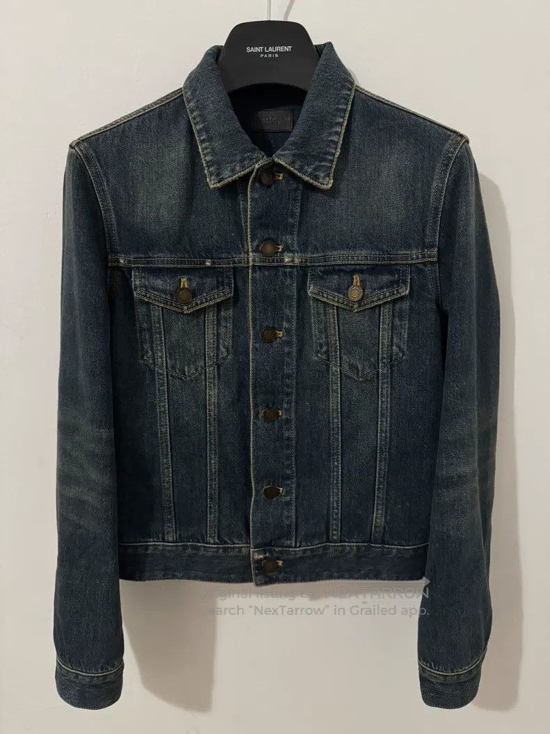 Saint Laurent Paris Saint Laurent Paris Retro Dark Blue Basic Denim Jacket Size US S / EU 44-46 / 1 - 1 Thumbnail