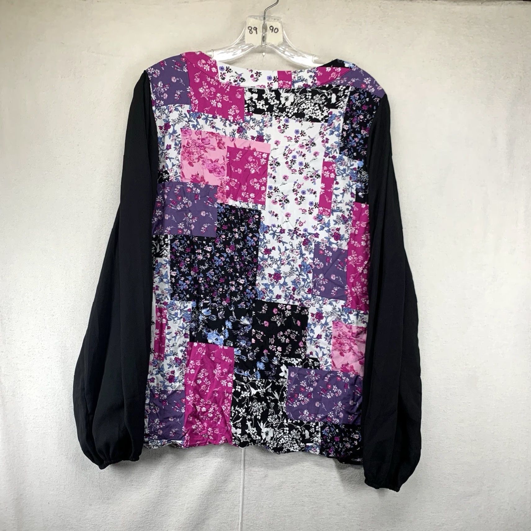 Pinko Andree By Unit Women’s Blouse Shirt Tunic 1X Plus Size Multicolor Floral Patchwork Boho Hippie V-Neck Pullover Relaxed Fit Casual Shirt Womens Size XL / US 12-14 / IT 48-50 - 2 Thumbnail