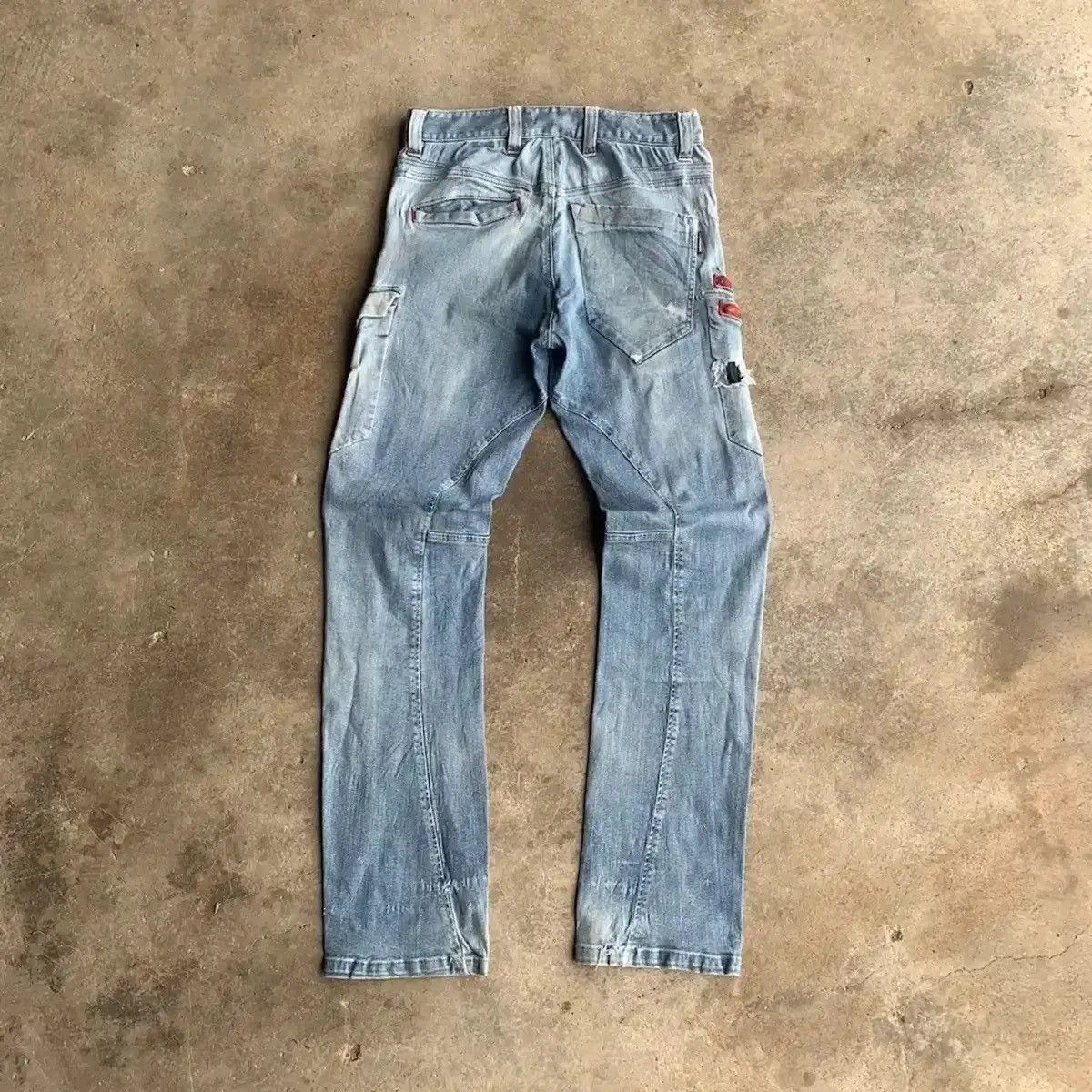 Vintage DISTRESSED DENIM TROUSERS HUMMER CURVE LEGS JEAN FADED PANTS Size US 29 - 14 Thumbnail