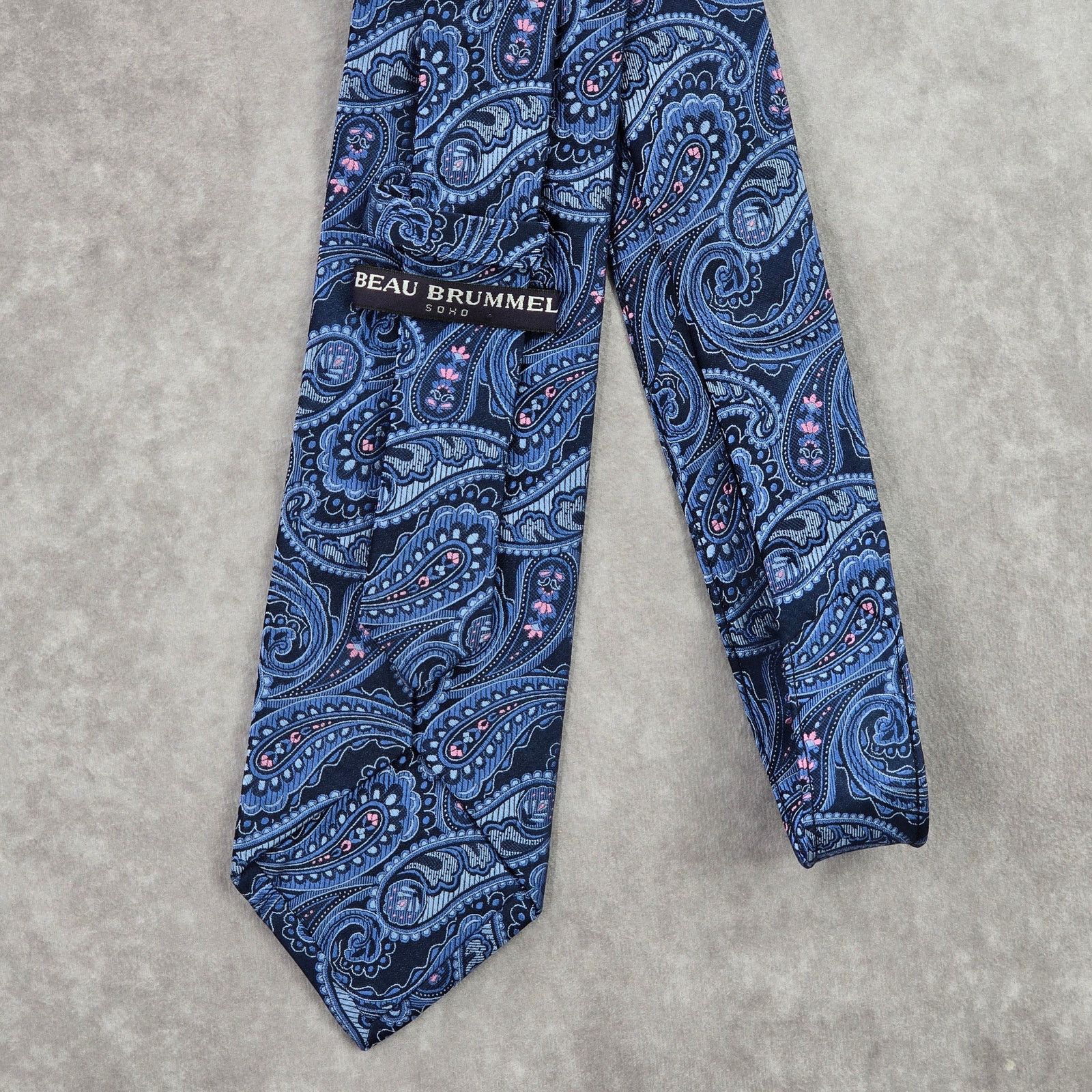 Other Beau Brummel Soho Blue Floral Paisley 100% Silk Neck Tie Size 30 - 3 Thumbnail