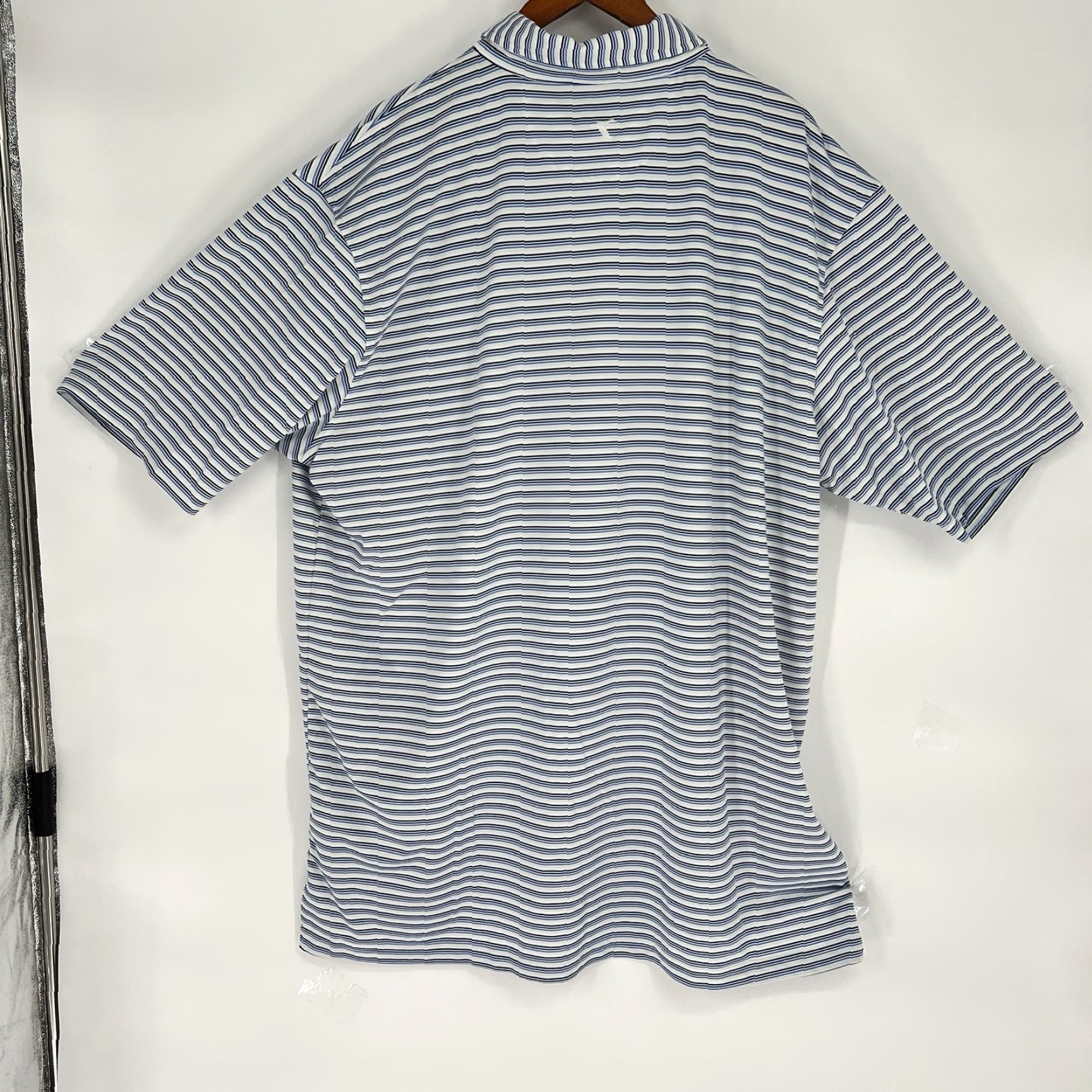 Vintage Genteal Polo Shirt Men 3XL Pinstripe Blue White Golf Performance Wicking Short Sleeve Shirt Size US XXL / EU 58 / 5 - 7 Thumbnail