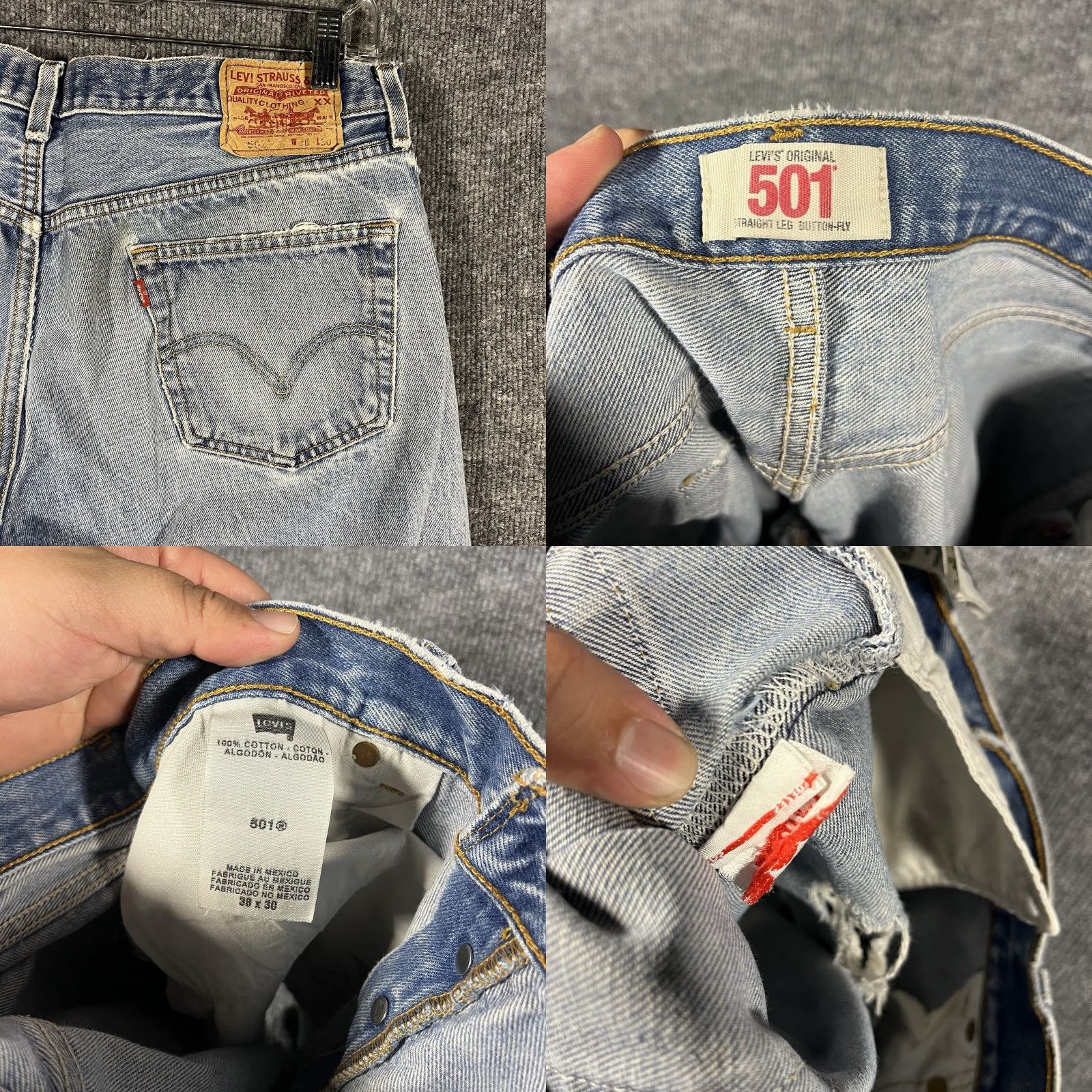 Levi's VINTAGE Levi's 501 Original Fit Jeans Mens 36x30 Blue Denim 5-Pocket 100% Cotton Distressed Rinse Button Closure Vintage Size US 36 / EU 52 - 8 Thumbnail
