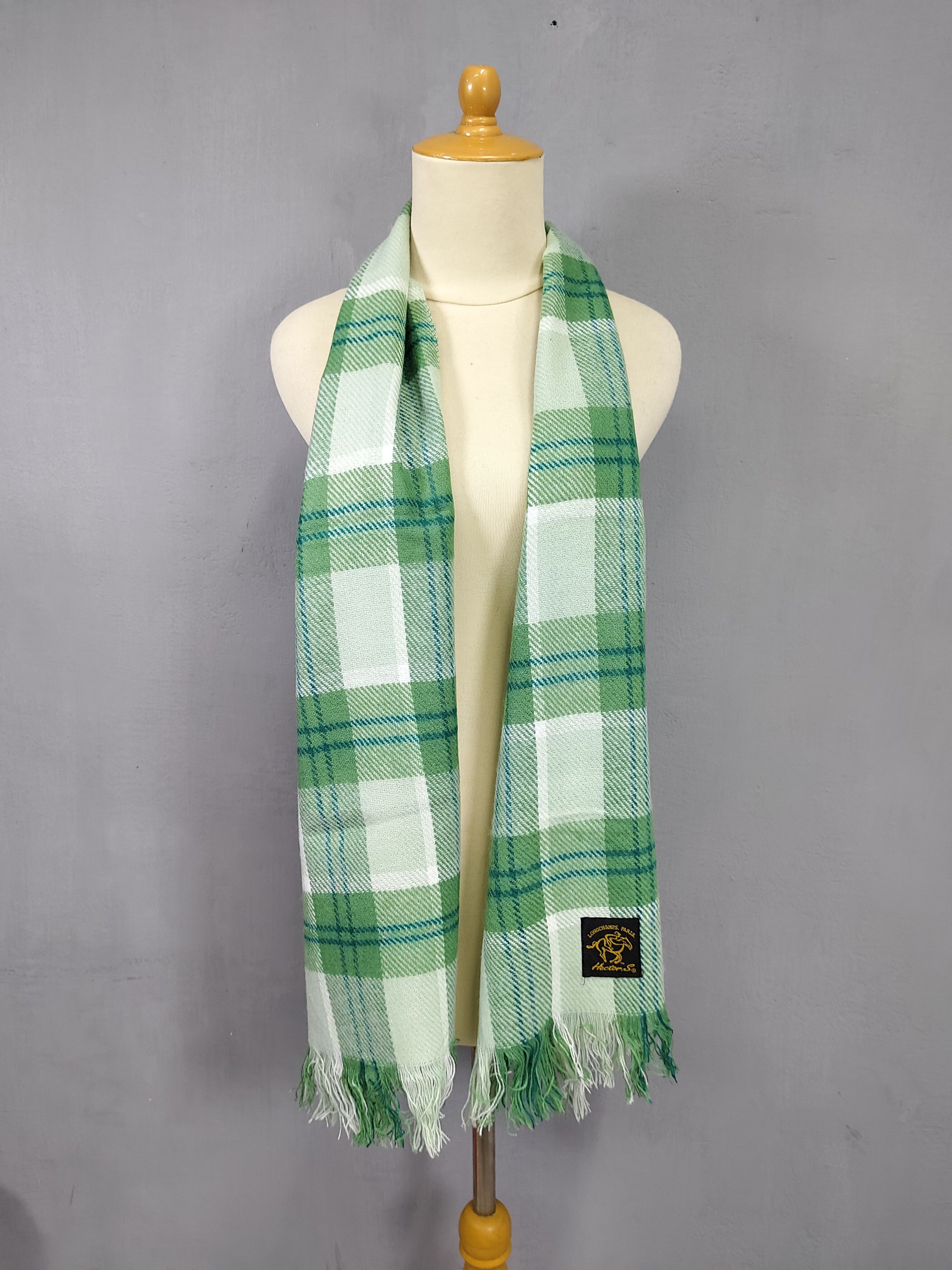 Longchamp 90s Longchamp Hector S Paris Tartan Fringe Wool Scarf Size ONE SIZE - 4 Thumbnail