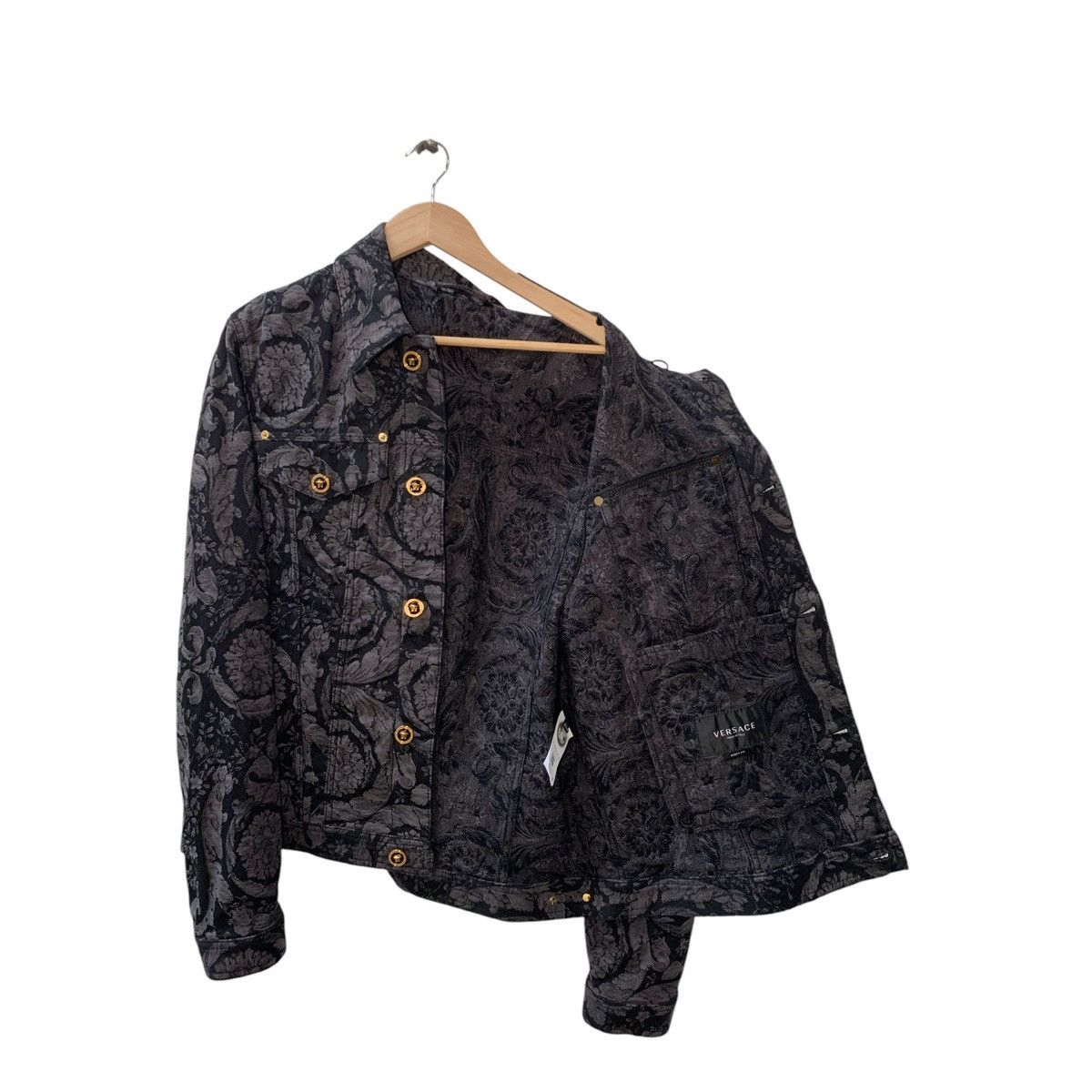 Versace Versace Barocco Jacquard Denim Black Gray Jacket 54 Size US L / EU 52-54 / 3 - 6 Thumbnail