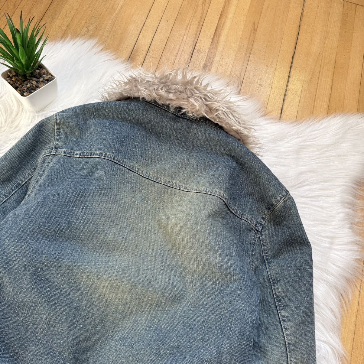 If Six Was Nine 📌 Crazy Y2K Fur Sherpa 00s Vintage Denim Jacket Size M / US 6-8 / IT 42-44 - 15 Thumbnail
