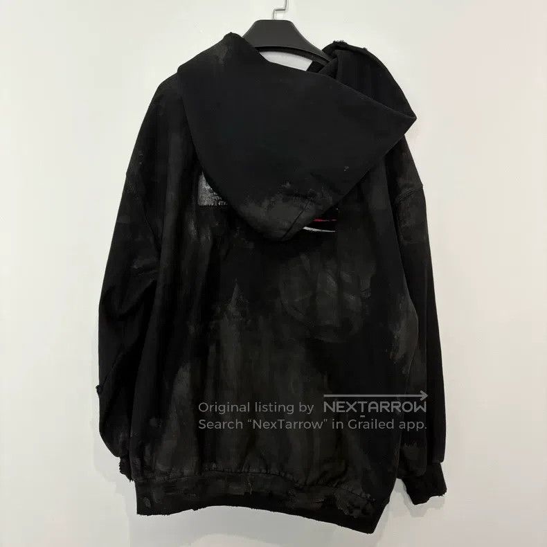 Balenciaga Balenciaga Distressed Mud-Dyed Tape Coke Zip-Up Hoodie in Size US M / EU 48-50 / 2 - 2 Thumbnail