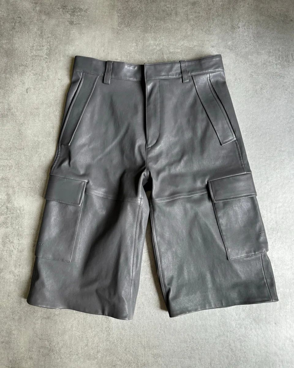 SS2023 Givenchy 1/1 Sample Grey Leather Brut Cargo Shorts