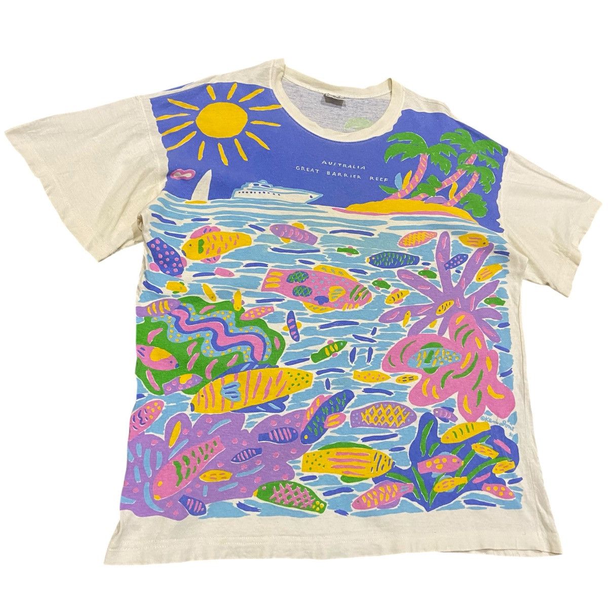 Vintage Vintage 1991 Ken Done Great Barrier Reef T-Shirt Down Under Size US M / EU 48-50 / 2 - 3 Thumbnail