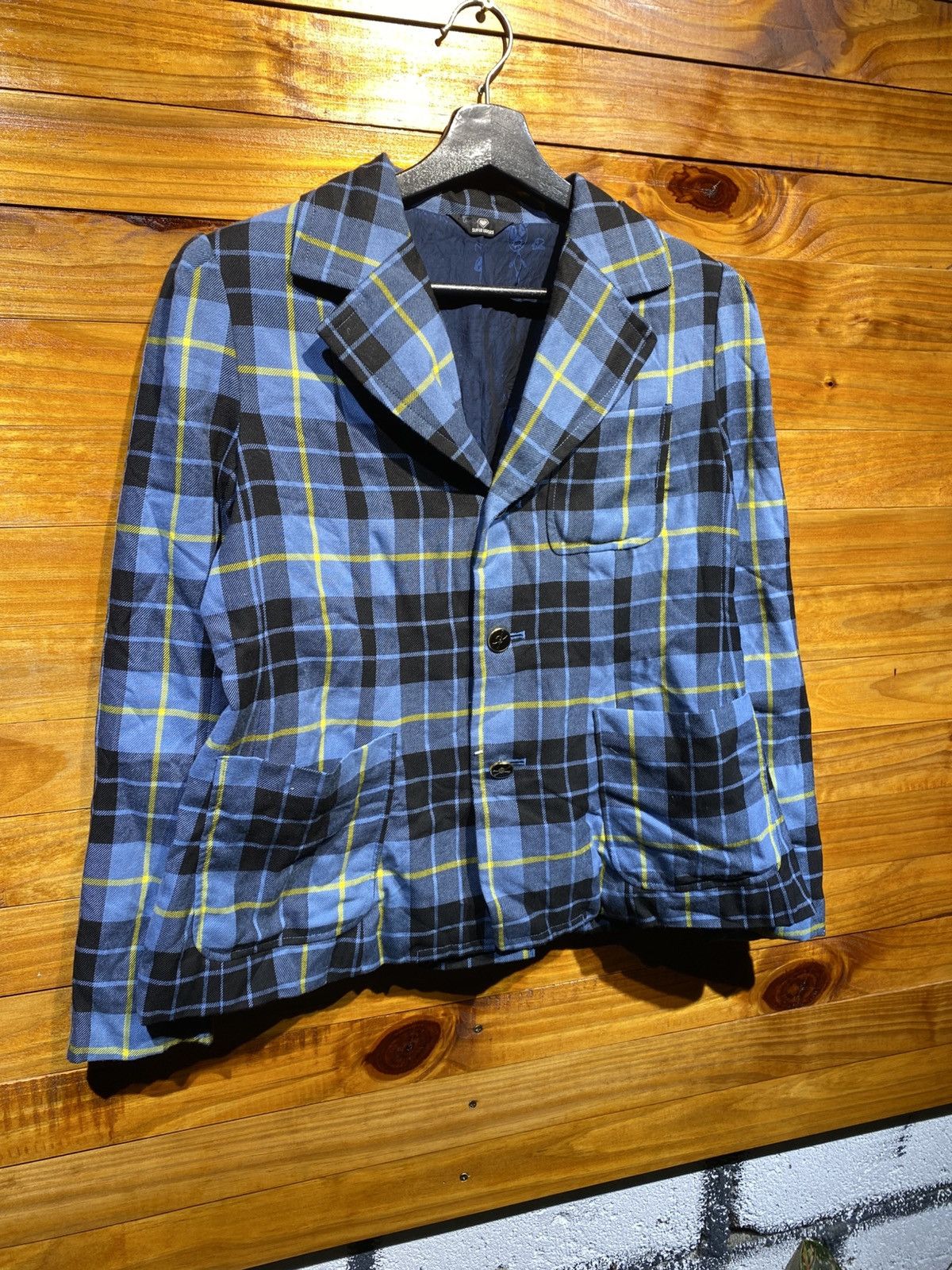 Super Lovers Vintage Super Lovers Blue Checkered Blazer Jacket Harajuku Size M / US 6-8 / IT 42-44 - 5 Thumbnail