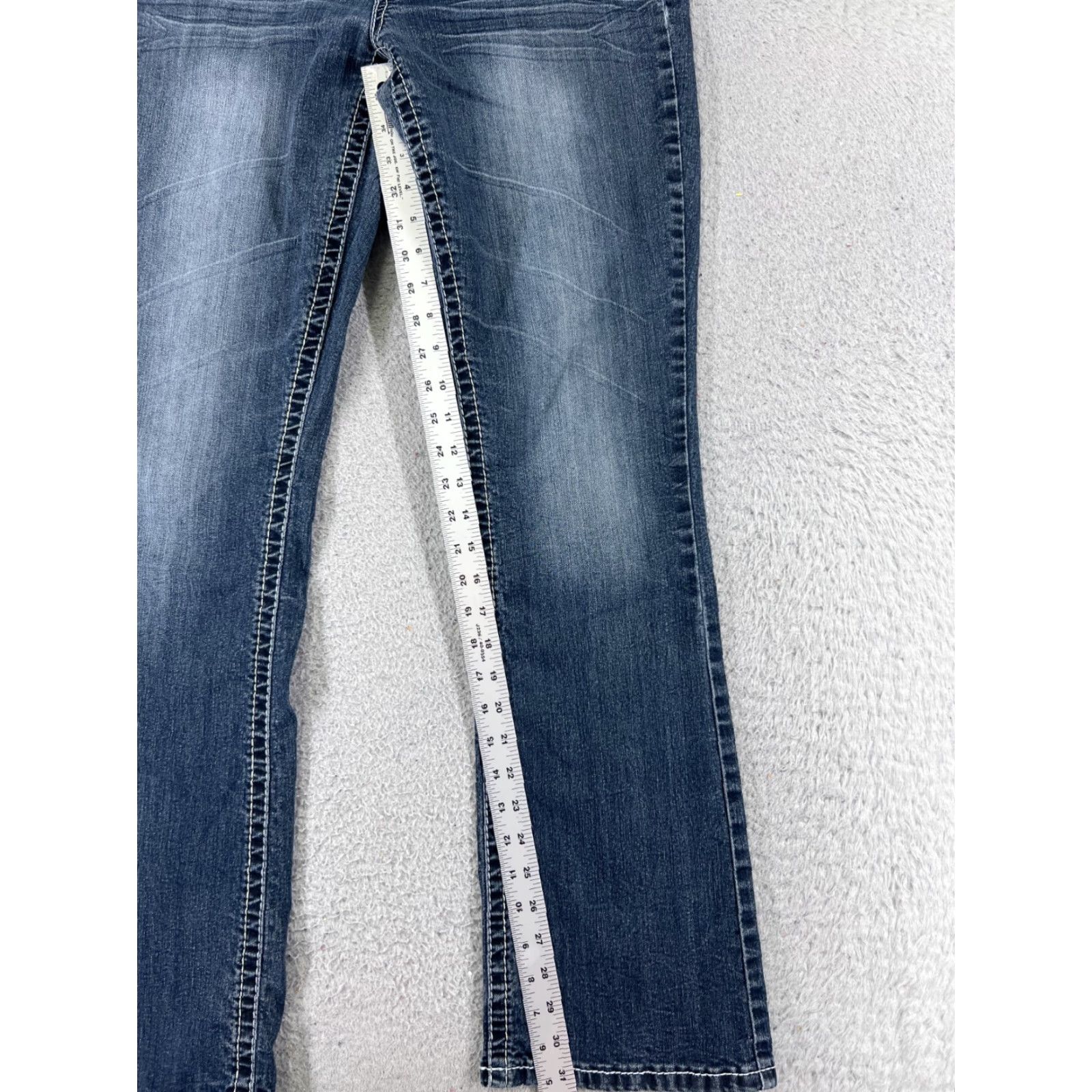 Vintage Maurices Jeans Womens 32x31 Blue Denim Bootcut Embroidered Cotton Blend Regular Inseam 31 5-Pocket Design Vintage No N/A Size 32" / US 10 / IT 46 - 7 Thumbnail