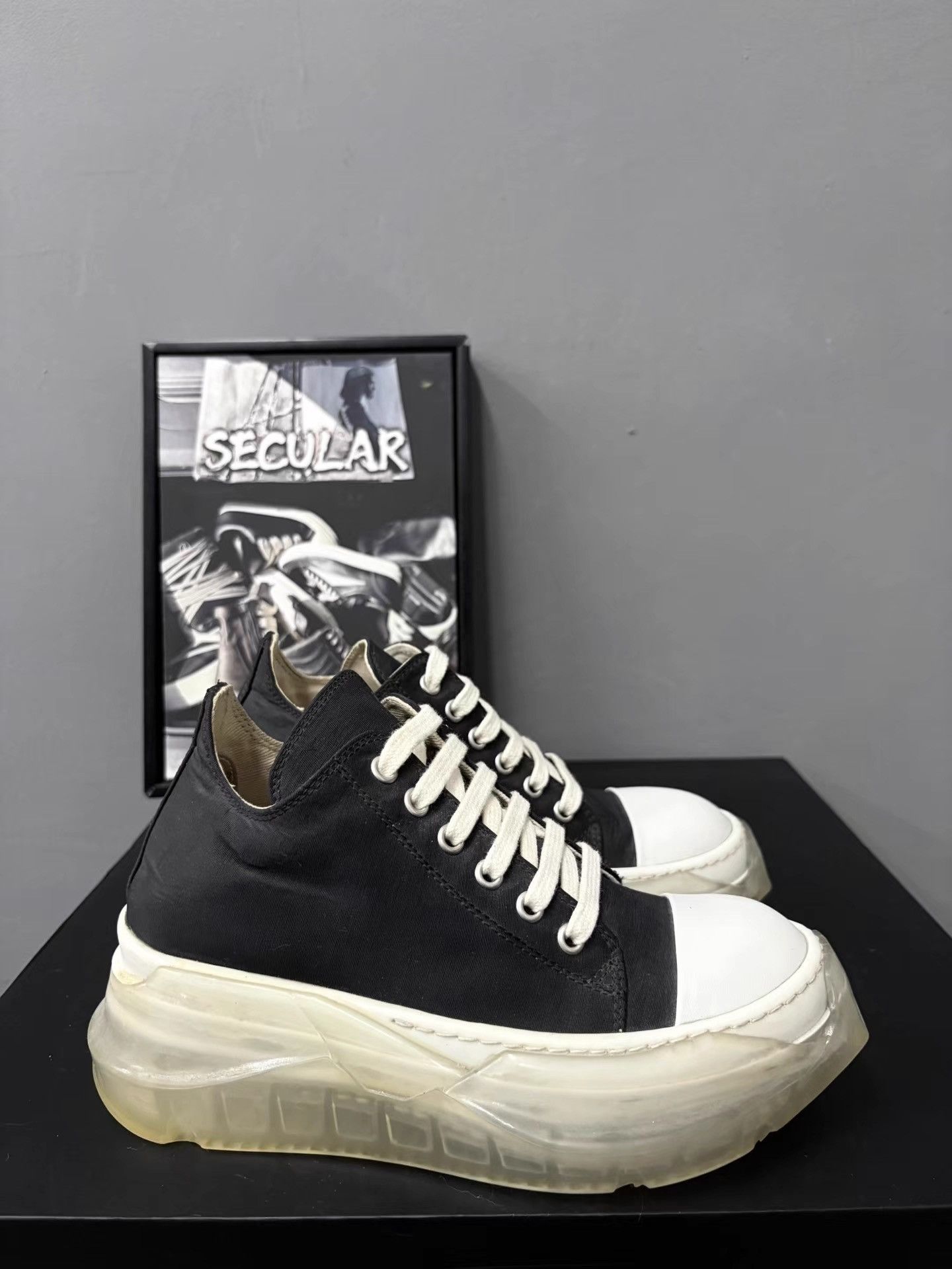 Rick Owens Rick Owens Satin Black White Crystal Sole Ramones K34 Size US 6 / IT 36 - 4 Thumbnail