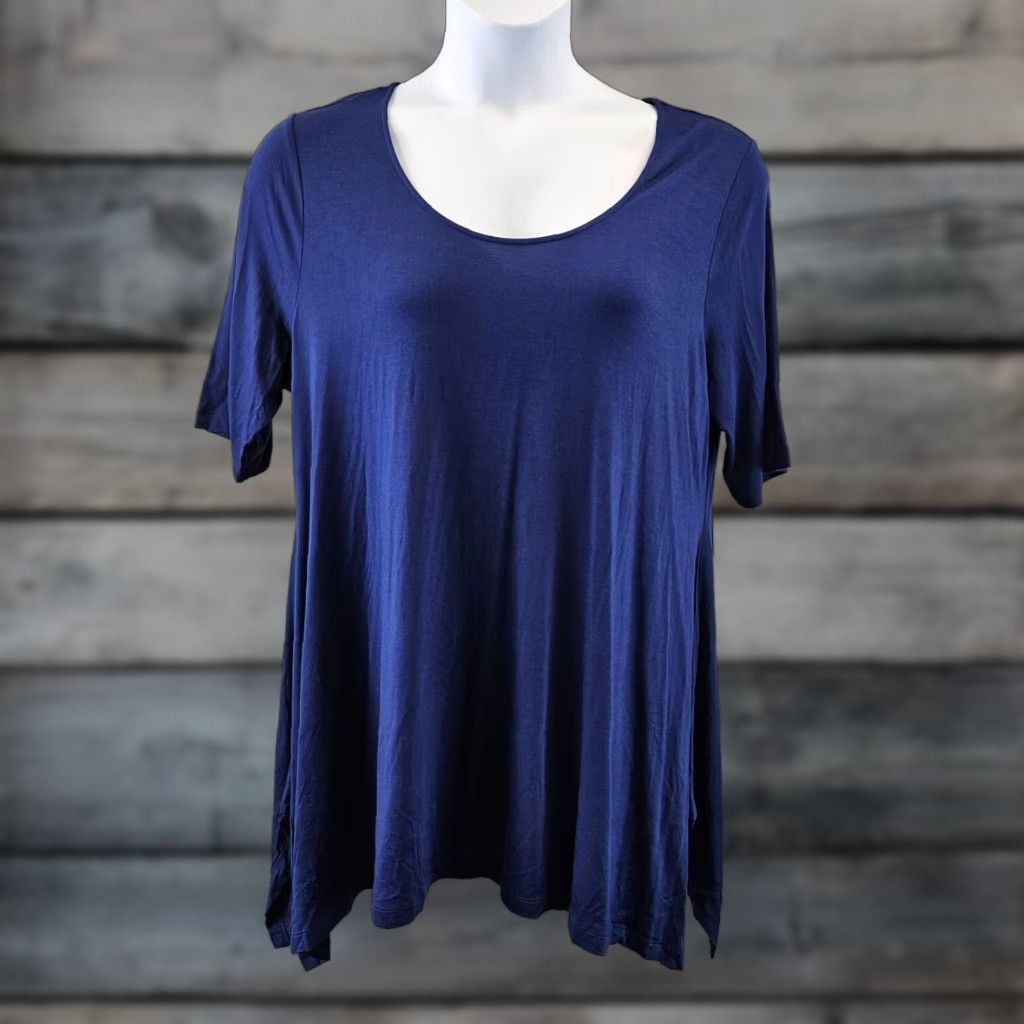 Soft Surroundings Soft Surroundings Blouse Womens Timely Top 1X Solid Blue Viscose Blend Scoop Neck Shirt Womens 1X Size XL / US 12-14 / IT 48-50 - 1 Thumbnail