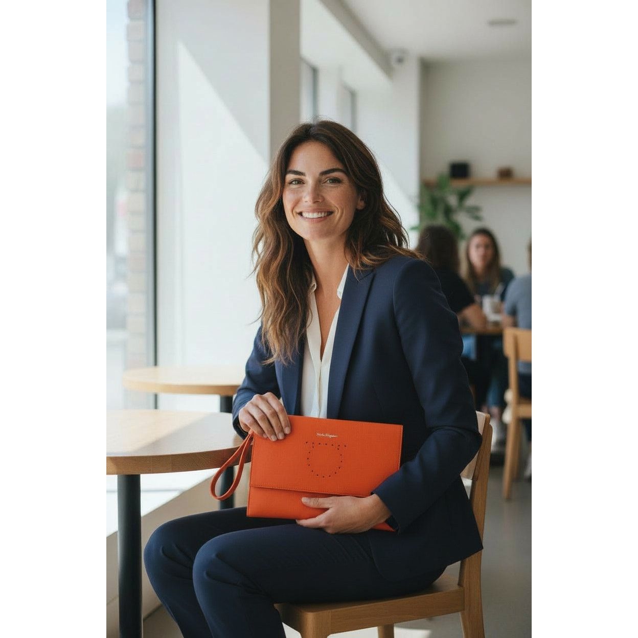 Salvatore Ferragamo Salvatore Ferragamo Orange Pebbled Leather Clutch Bag Size ONE SIZE - 2 Thumbnail