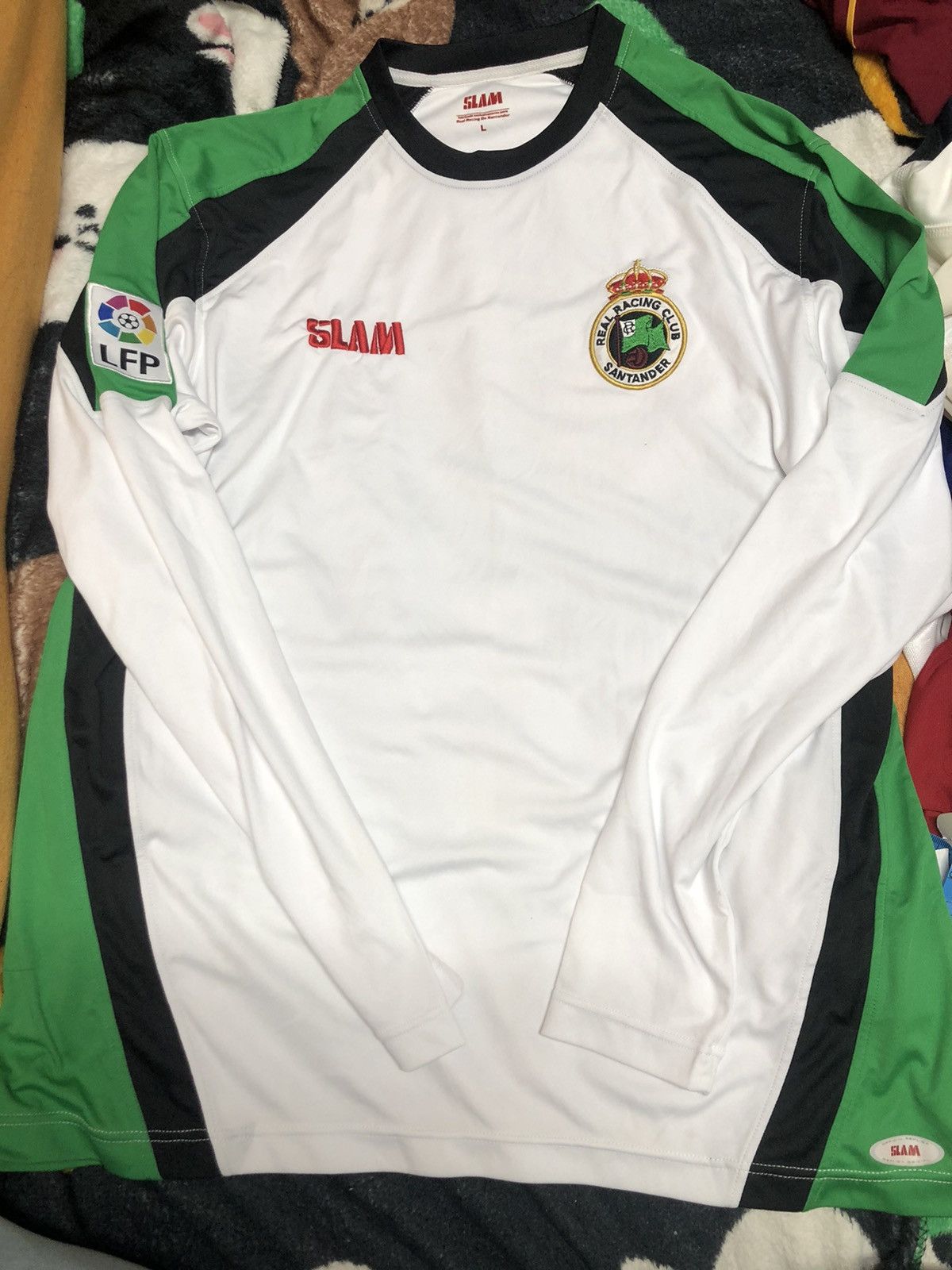 image of Soccer Jersey Santander Racing Club 09/10 Home L/s Shirt in Green/White, Men's (Size Large)