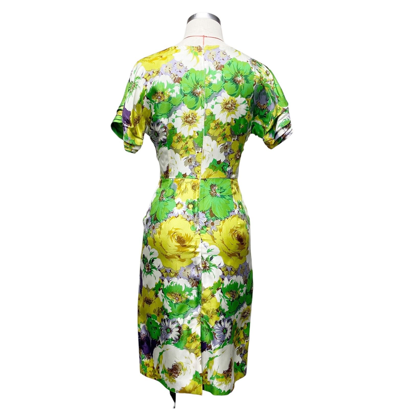 Blumarine Blumarine Womens Size 4 Green Floral Silk Short Sleeve Dress Size S / US 4 / IT 40 - 10 Thumbnail
