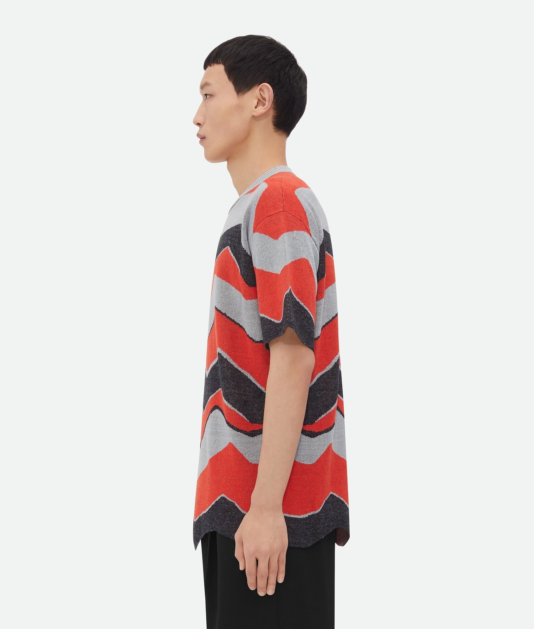 Bottega Veneta o1w1db10525 Zig-Zag Jacquard Knitted T-Shirt in Multicolor Size US L / EU 52-54 / 3 - 4 Thumbnail