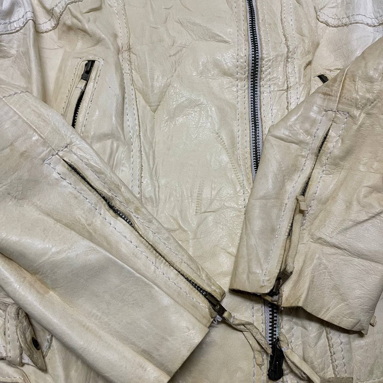 Leather Vintage Chine Pure Cow Leather Rider Jacket Size XS / US 0-2 / IT 36-38 - 6 Thumbnail