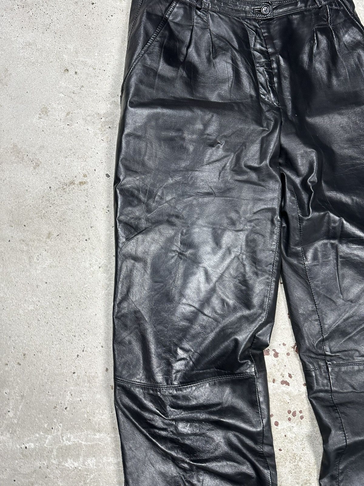 Genuine Leather Vintage 90s Black Genuine Leather Pants Avant Garde moto Size US 29 - 5 Thumbnail