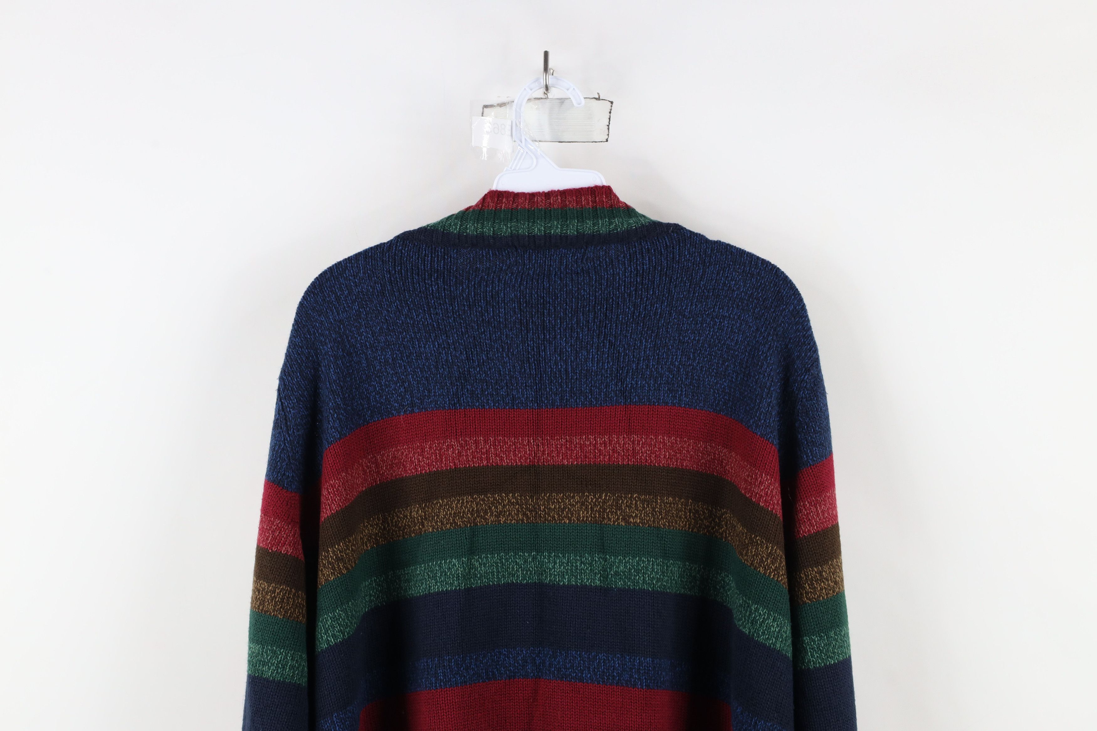 Vintage Vintage 90s Streetwear Rainbow Striped Mock Neck Sweater Size 3XL / US 20-22 - 8 Thumbnail
