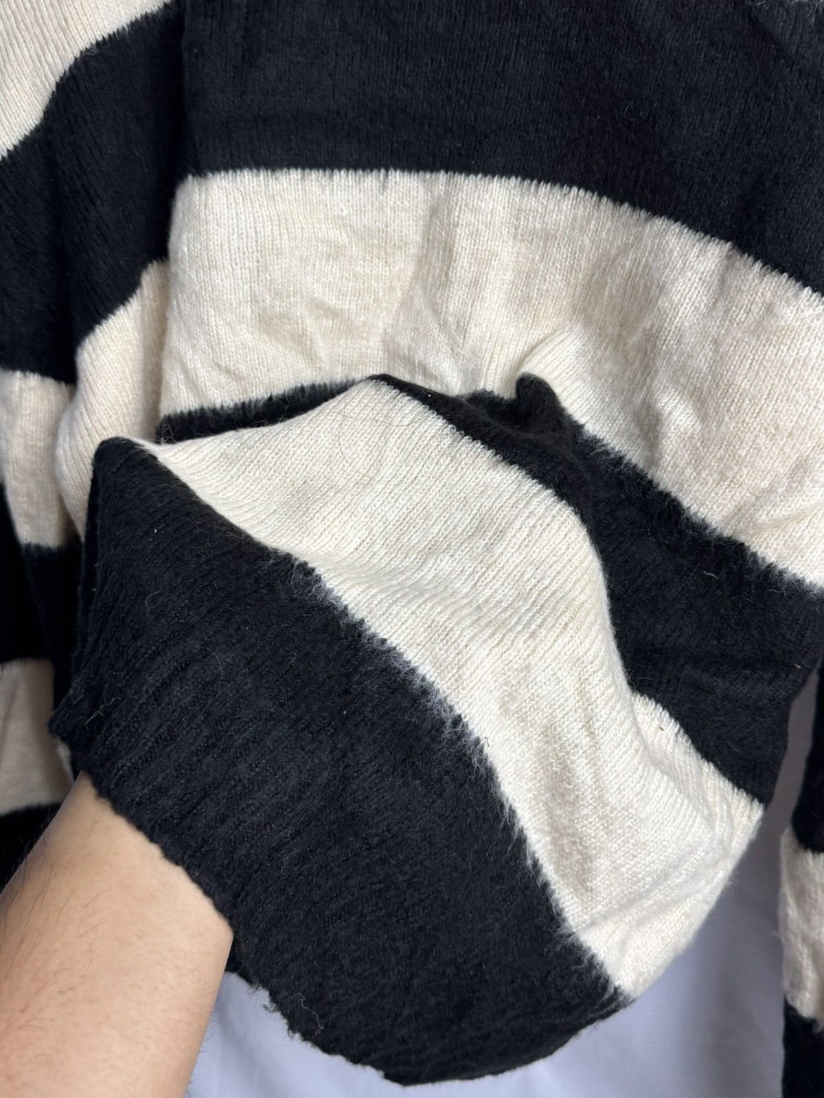 20471120 Mohair Cardigan Stripe Grunge Kurt Cobain Japanese Style Size US L / EU 52-54 / 3 - 4 Thumbnail