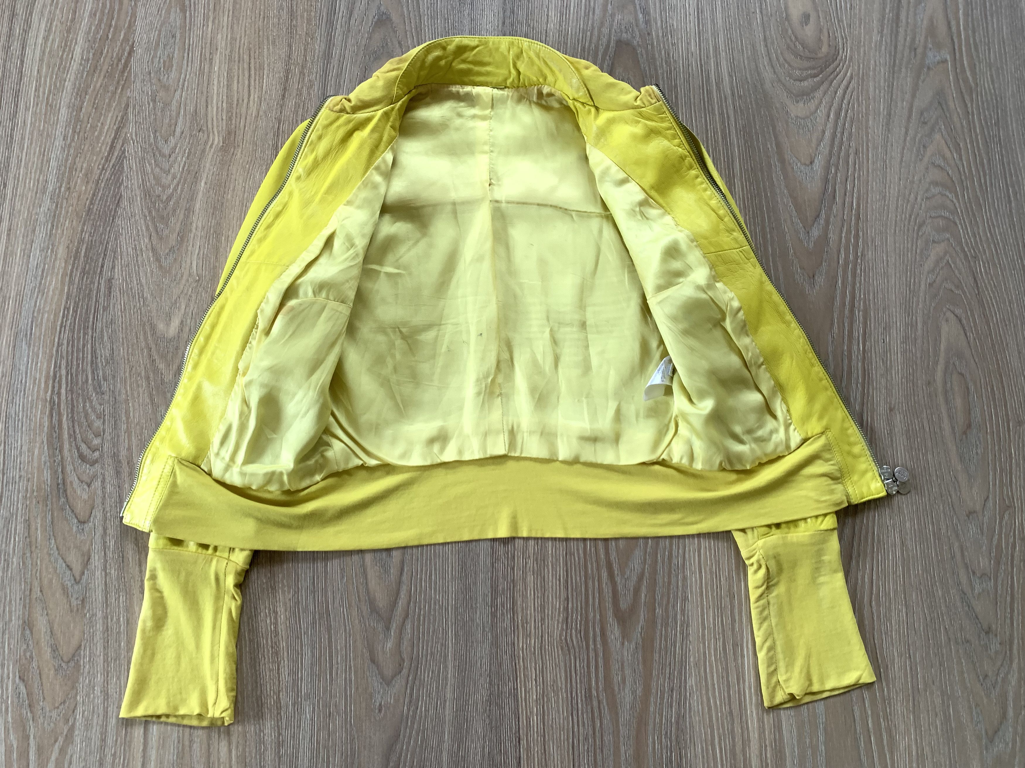 Patrizia Pepe Womens Patrizia Pepe Yellow Leather Jacket Size S / US 4 / IT 40 - 4 Thumbnail