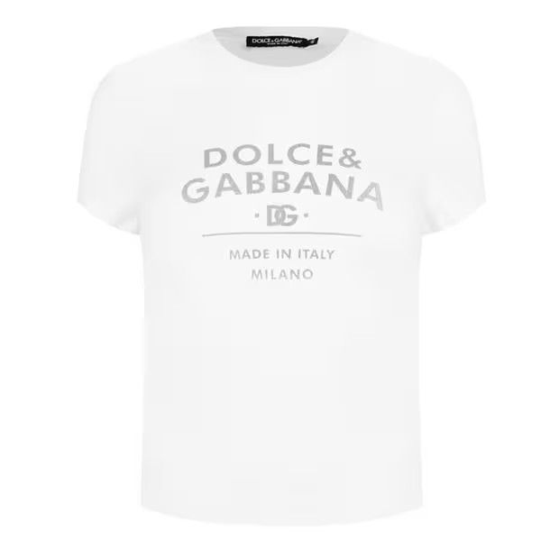 Dolce & Gabbana o1g2r1mq1024 Cropped Logo T-Shirt in Blanco Ottico Size M / US 6-8 / IT 42-44 - 1 Thumbnail