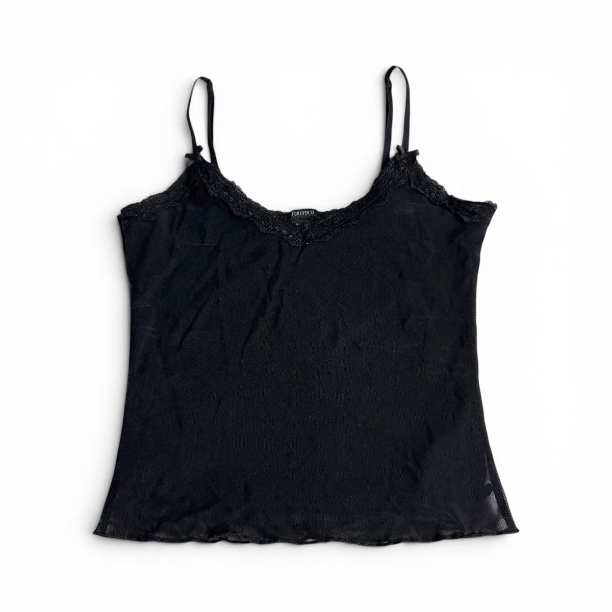Forever 21 Forever21 Black Sheer Layered Floral Lace Trim Bowtie Cami Size XS / US 0-2 / IT 36-38 - 1 Thumbnail