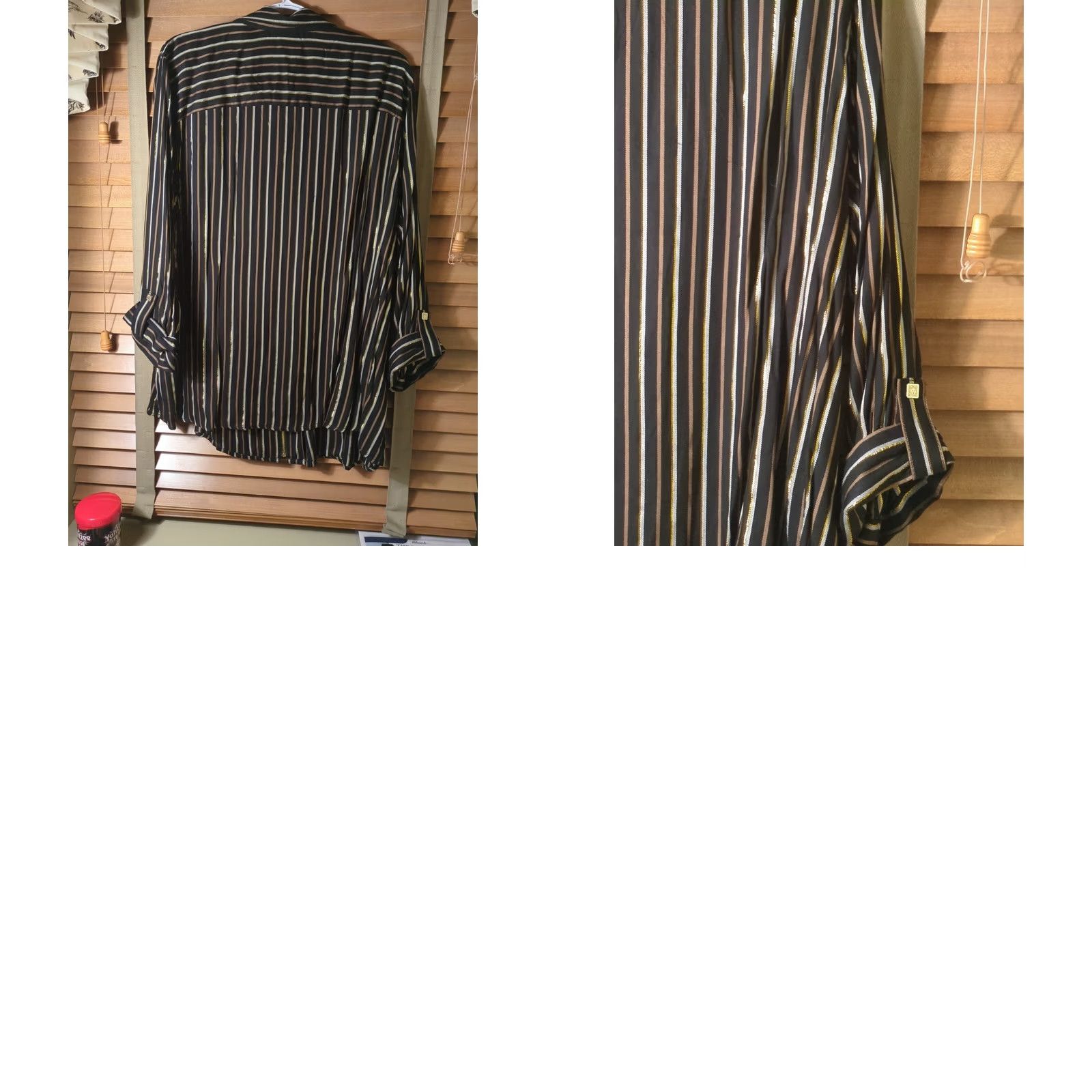 Anne Klein Anne Klein Blouse 3/4 Sleeve Full Zip Striped Multicolor Gold Accents NWT Plus 2XL Women’s Shirt Size XXL / US 16-18 / IT 52-54 - 8 Thumbnail