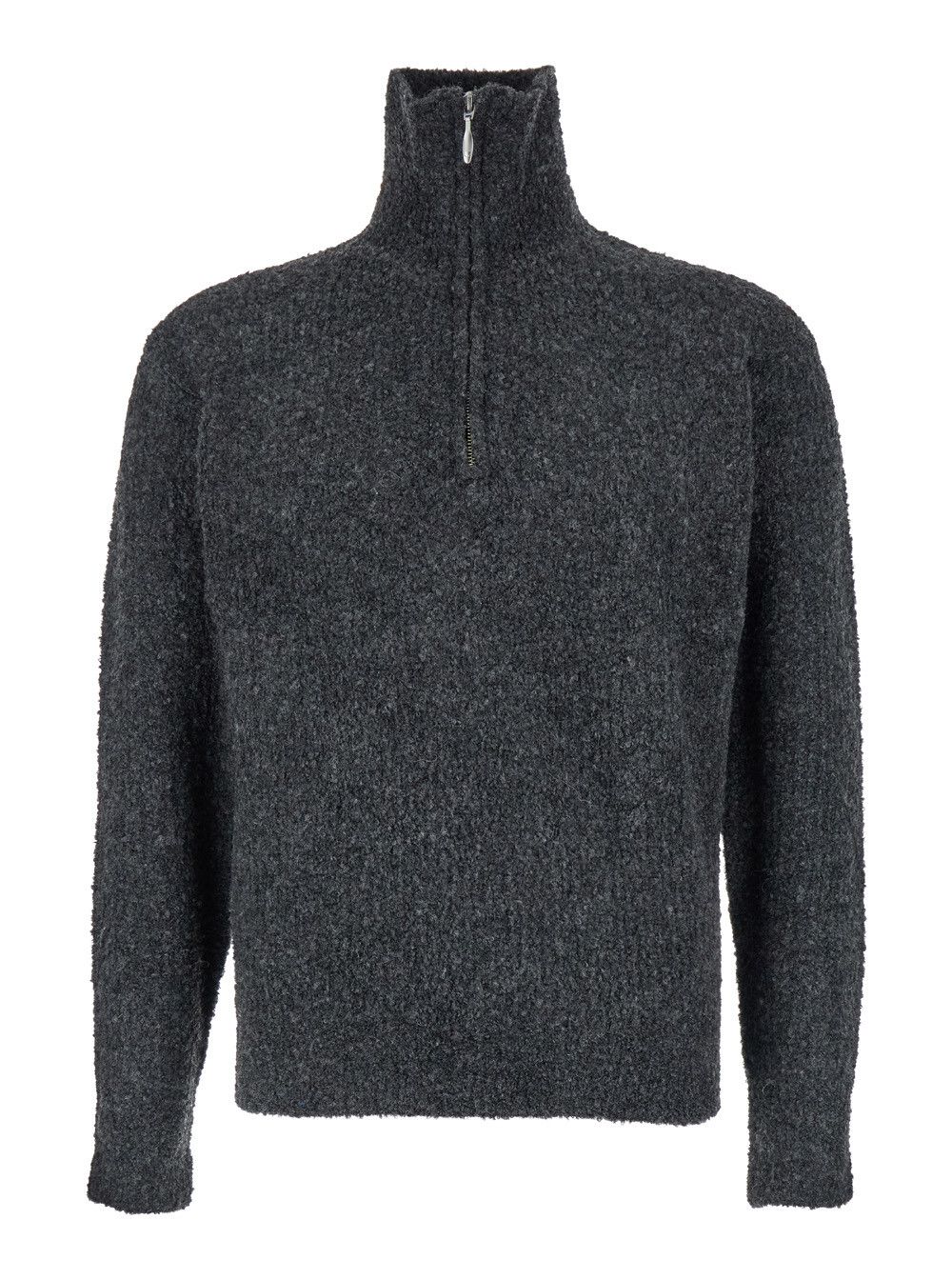 TONYWACK Grey High Neck Swater with Zip in Wool Blend Man Size US S / EU 44-46 / 1 - 1 Thumbnail