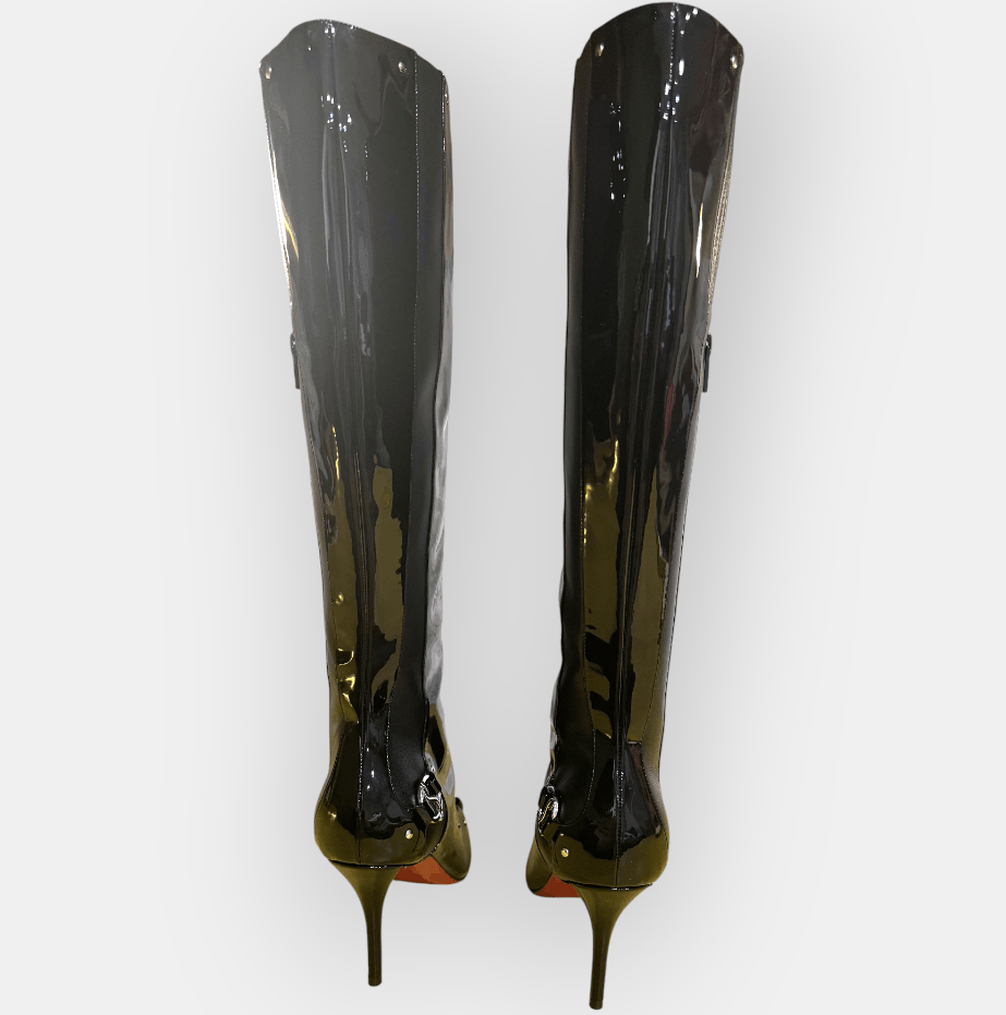 Christian Louboutin CL In The 90s Botta 80 Black Patent Leather Boots Size US 7.5 / IT 37.5 - 4 Thumbnail