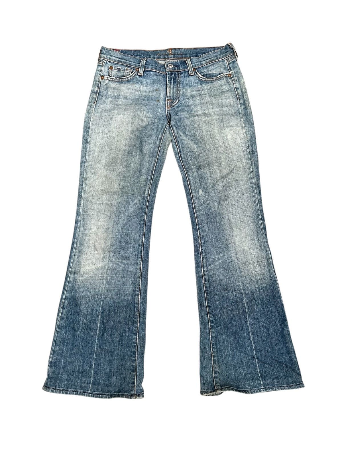 7 For All Mankind 7 For All Minkind Faded Washed Flare Jeans Size US 27 - 1 Thumbnail