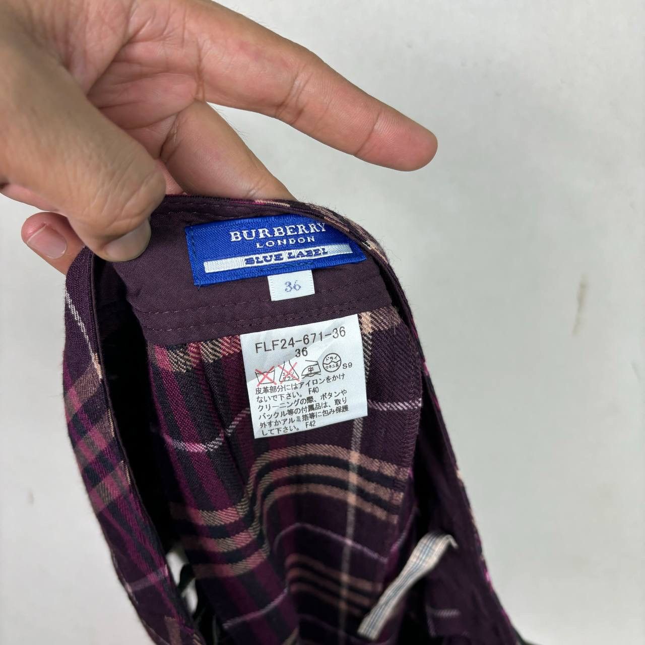 Burberry Burberry Blue Label Purple Plaid Wool Mini Kilt Skirt S 36 Size 29" - 4 Thumbnail