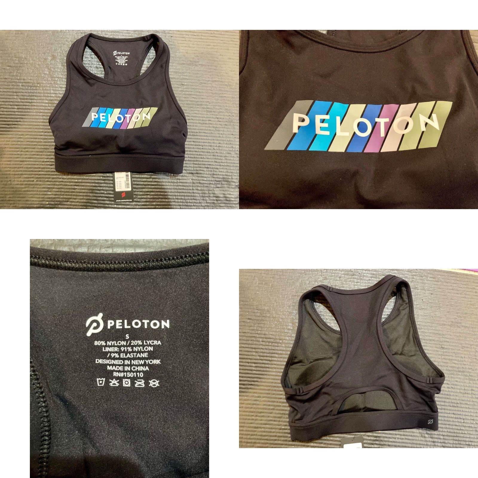 Vintage Peloton Sports Bra Shirt Womens 1X Black High Neck Racerback NWT Logo Cross Athletic Activewear Size ONE SIZE - 9 Thumbnail