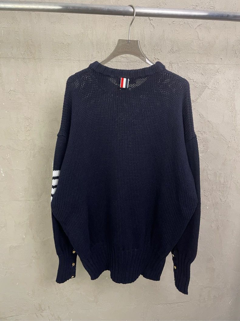 Thom Browne Thom browne Dark blue four-striped anchor gold buckle knitt Size US M / EU 48-50 / 2 - 2 Thumbnail