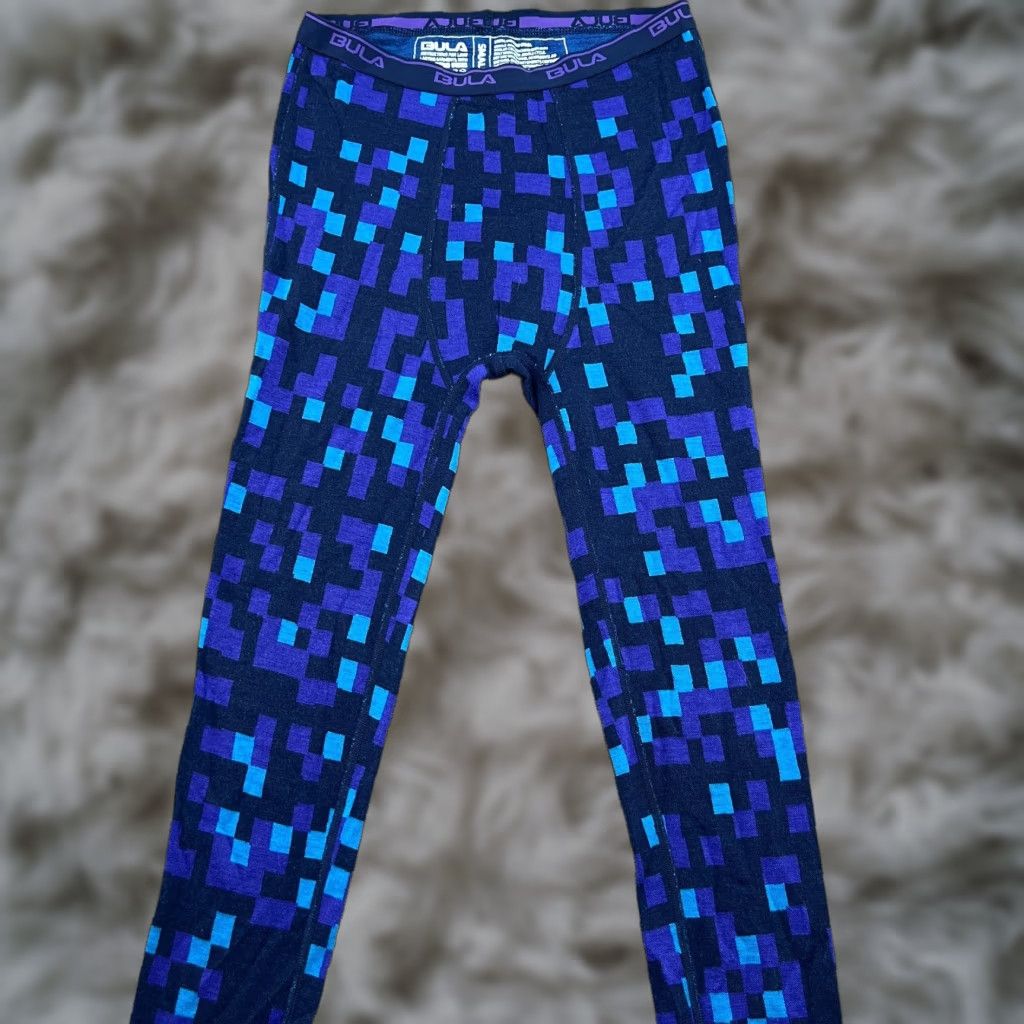 Vintage BULA Base Layer Pants Small Blue 100% Merino Wool Blend Outdoor Thermal Sports Activewear Track Pants Mens S Blue Merino Wool Quick Dry Stretch Size US 29 - 1 Thumbnail