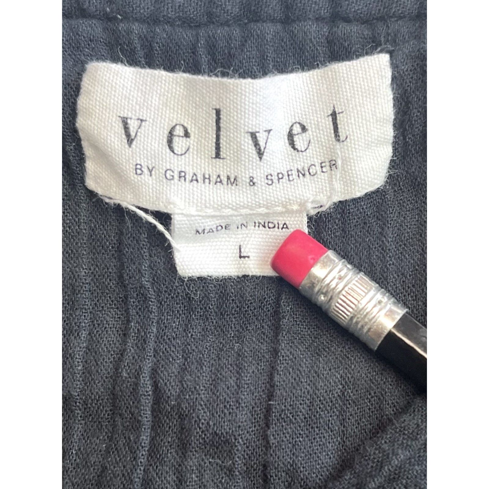 Velvet Velvet by Graham & Spencer Blouse Womens Large Black V-Neck Long Sleeve Regular Size L / US 10 / IT 46 - 7 Thumbnail