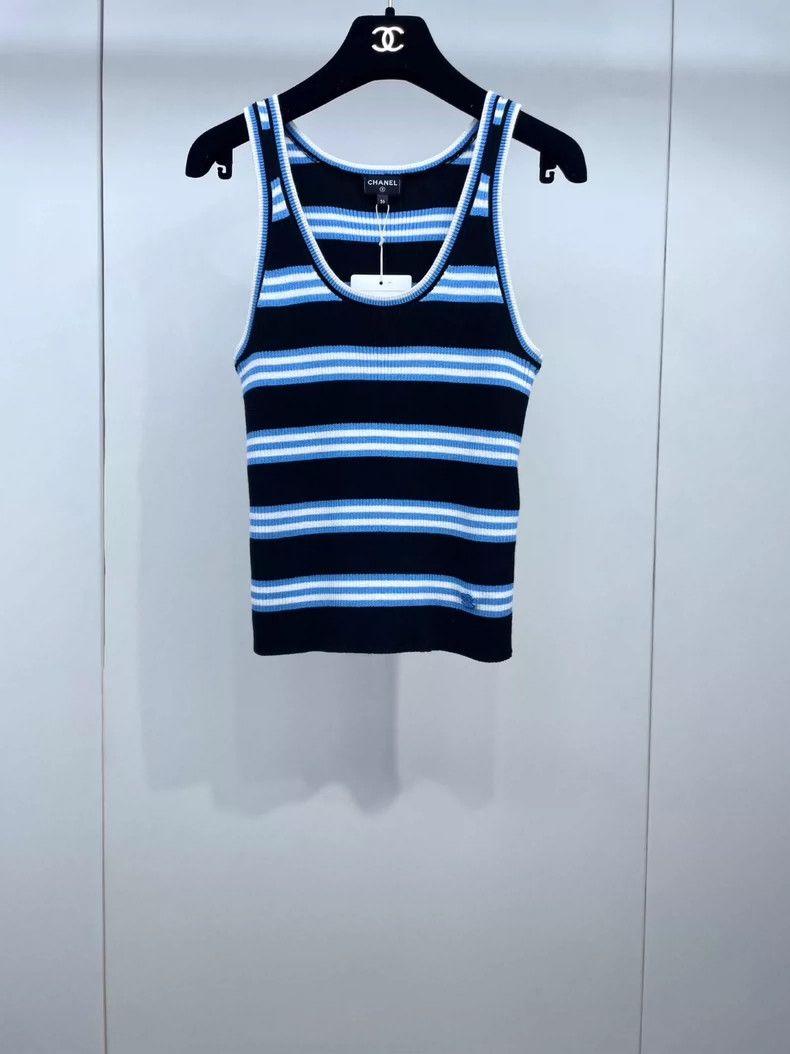 Chanel Chanel 24A blue, white and black striped knitted vest 2504- Size XS / US 0-2 / IT 36-38 - 1 Thumbnail