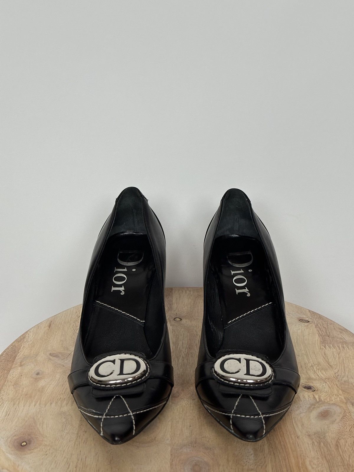 Dior Dior John Galliano vintage leather black heels metal logo Size US 6 / IT 36 - 5 Thumbnail