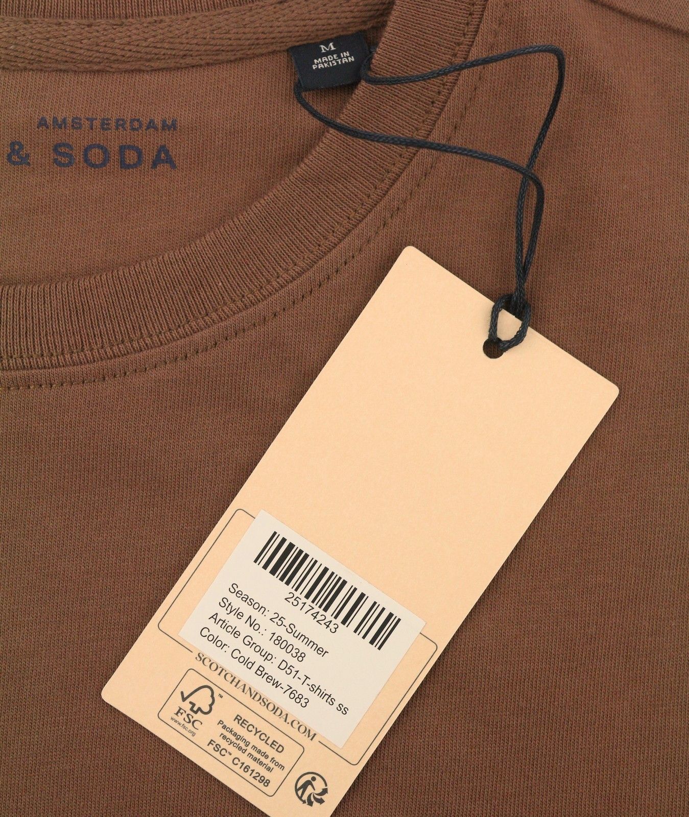 Scotch & Soda M Brown Embroidered Logo Crew Tricot Short Sleeve 91044 Size US M / EU 48-50 / 2 - 6 Thumbnail