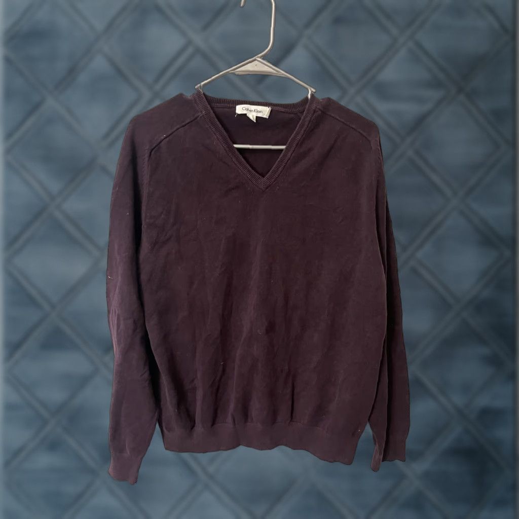 Calvin Klein Calvin Klein Jeans Men’s V-neck sweater Large Maroon Solid Size US L / EU 52-54 / 3 - 1 Thumbnail