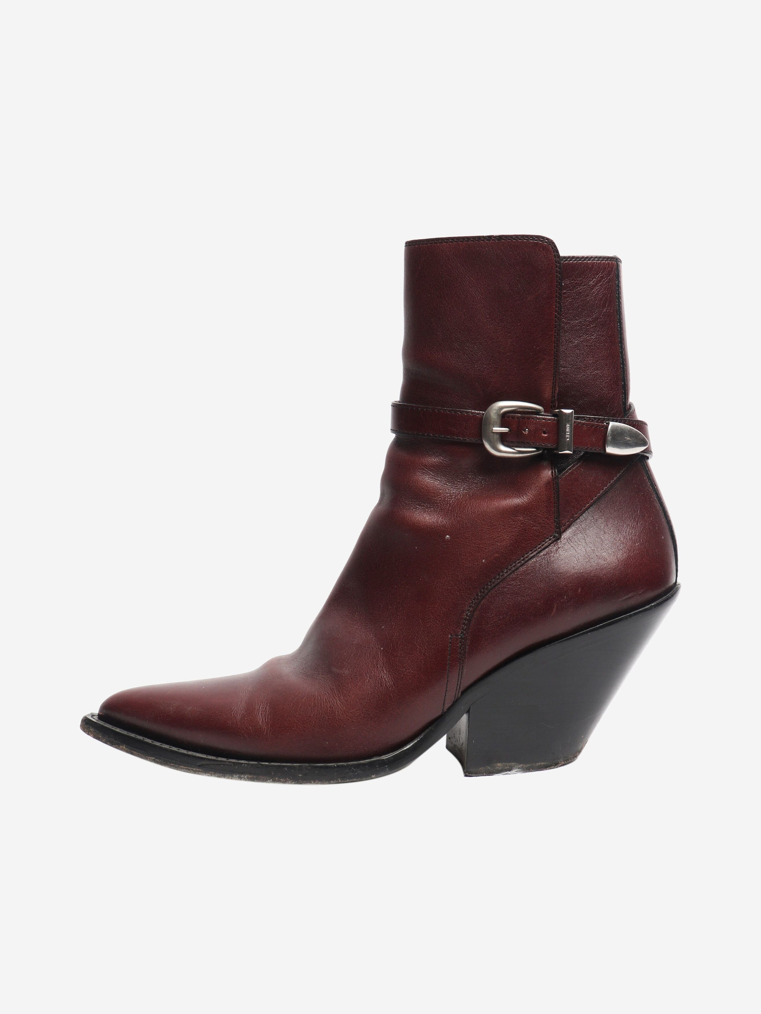 Celine Brown leather western style ankle boots - EU 38 (UK 5) Size US 7.5 / IT 37.5 - 1 Thumbnail