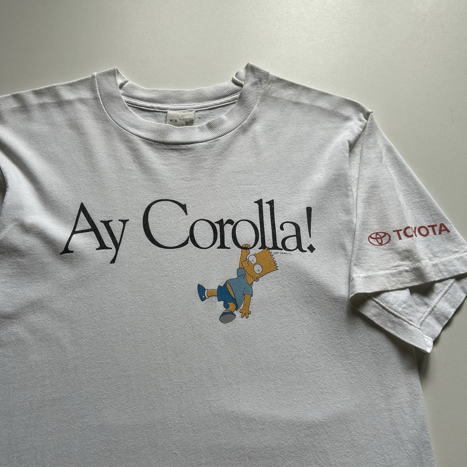Fruit Of The Loom × The Simpsons × Vintage Vintage 90s Bart Simpson Ay Corolla! Toyota T-Shirt Medium Size US M / EU 48-50 / 2 - 2 Thumbnail