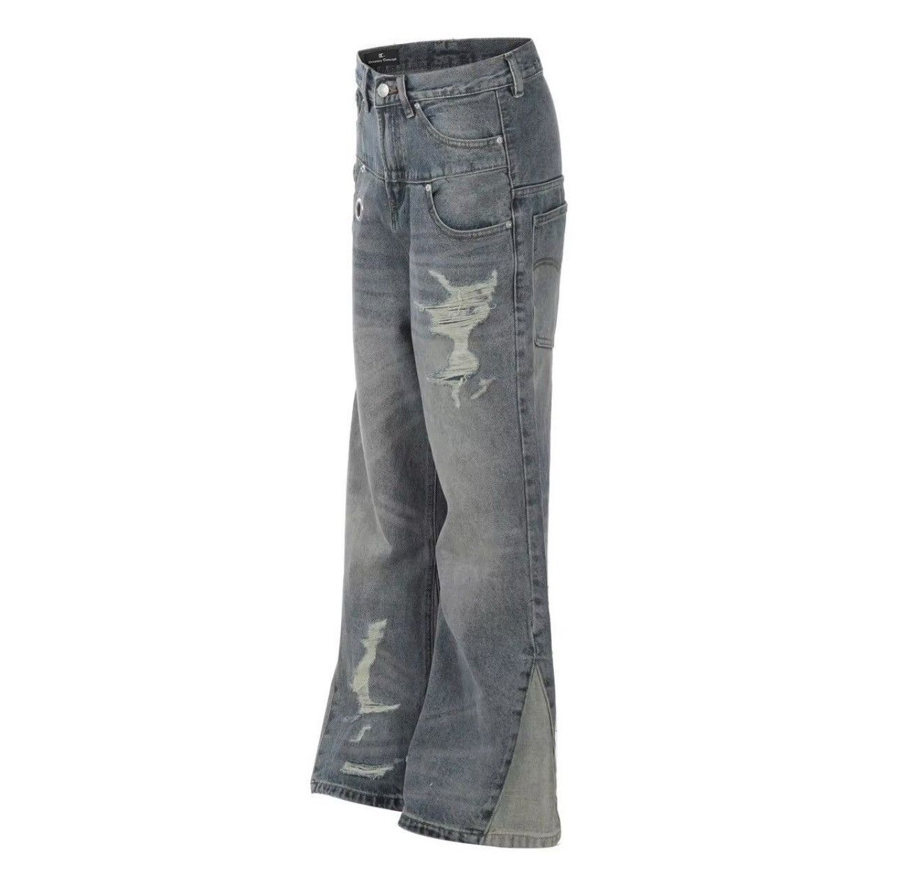 Jean Vintage Washed Distressed Splicing Flared Jeans Size US 30 / EU 46 - 6 Thumbnail