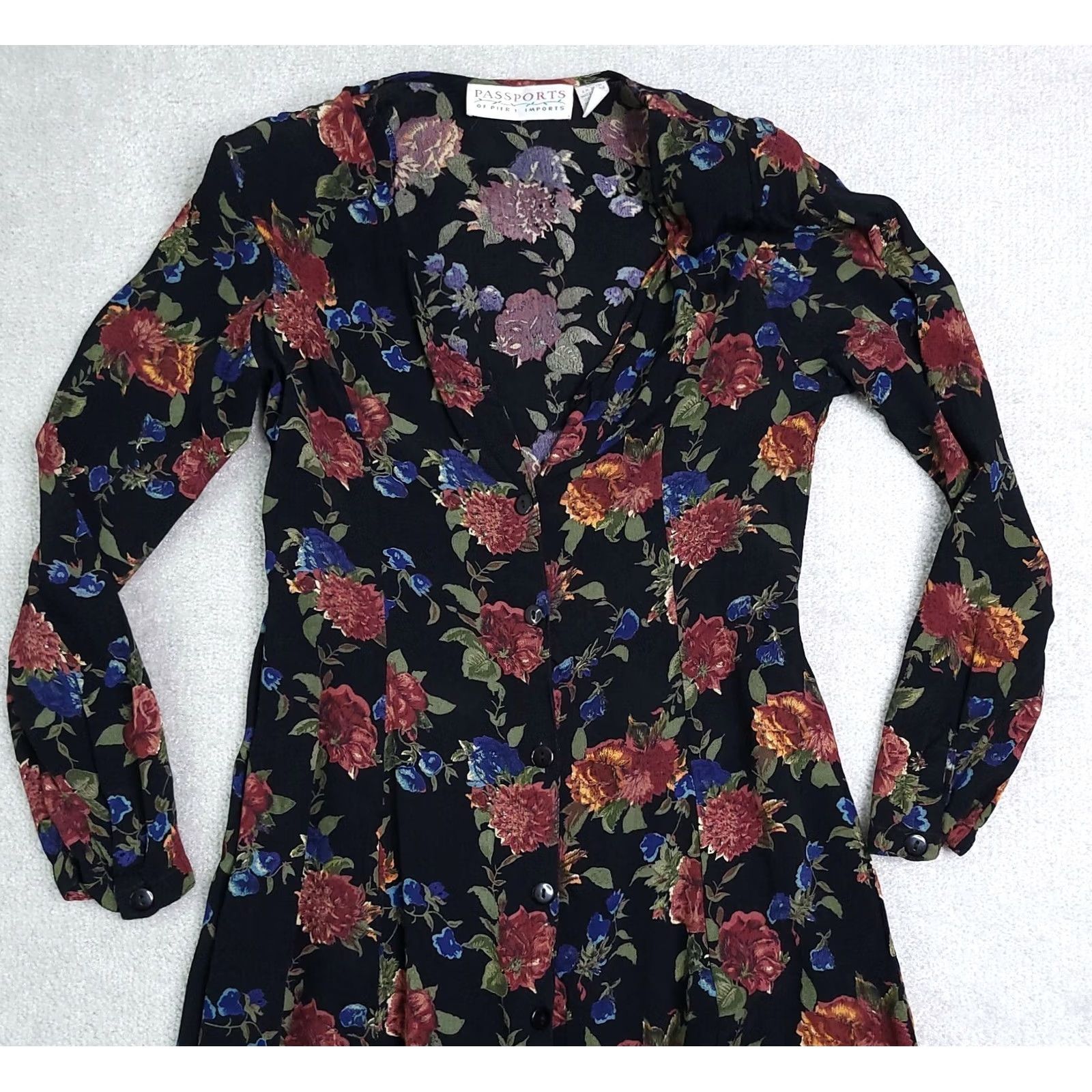 Vintage Vtg Passports Pier 1 Imports Dress Women's Small Floral Removable Shoulder Pads Maxi Hollow? Size S / US 4 / IT 40 - 3 Thumbnail