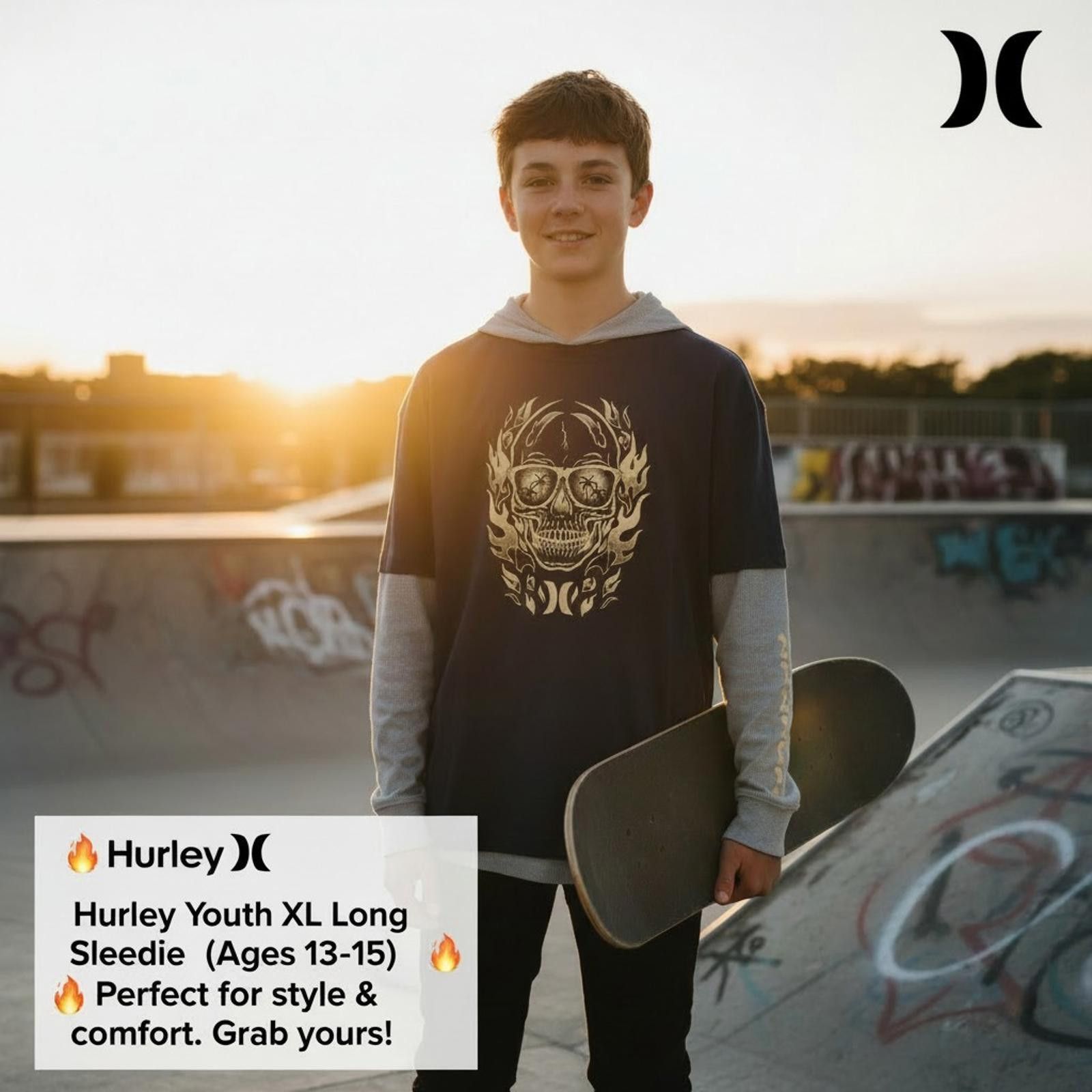 Hurley Hurley Youth XL Long Sleeve Layered Hoodie Size US XL / EU 56 / 4 - 1 Thumbnail
