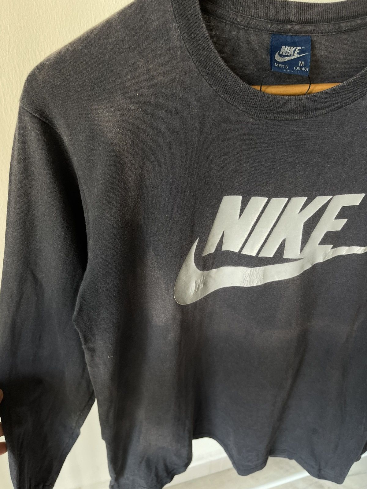 Nike × Vintage 80s Nike Blue Tag Faded Long Sleeve Size US M / EU 48-50 / 2 - 5 Thumbnail