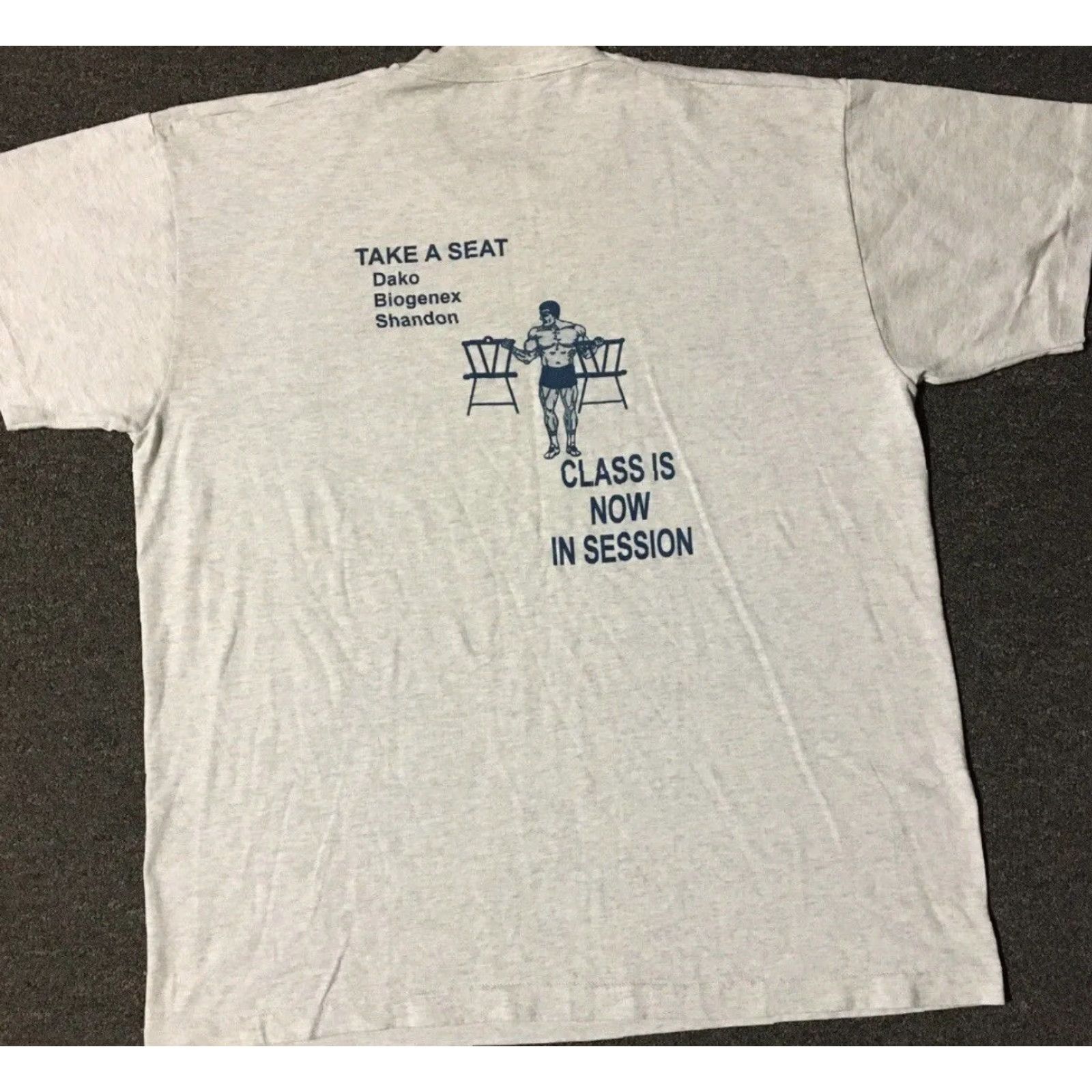 Vintage Vtg 90s Ventana Biotech Faded Shirt XL Bioscience Weight Lifting Grunge Funny PE Shirt XL Gray USA Mens T-Shirt Vintage 90s Grunge Biotech Ventana Size US XL / EU 56 / 4 - 2 Thumbnail